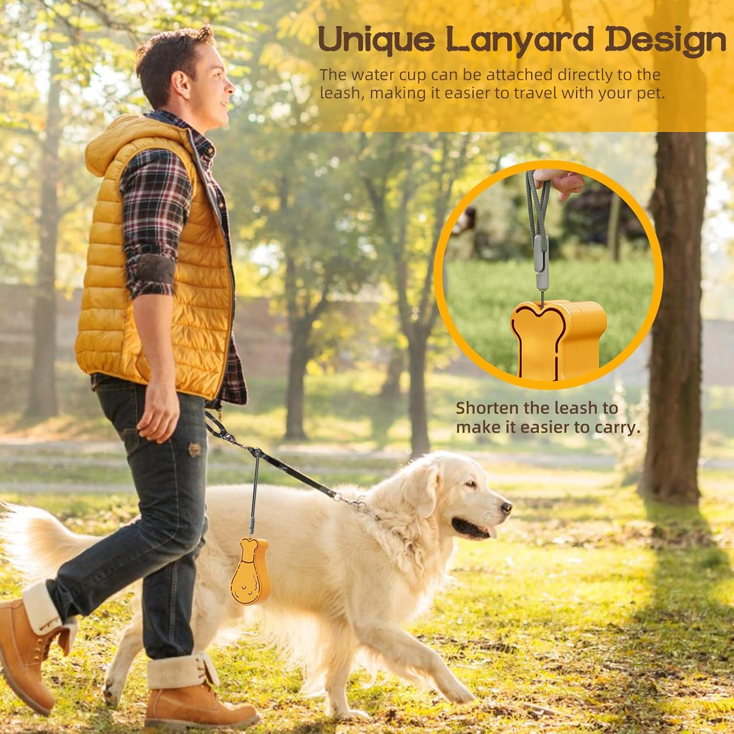 Portable Dog Water Bottle for Outdoor Walking & Traveling, 2In1 Water Bottles for Dogs with Food Container, Dual Leak Proof Pet Drinking Dispenser for Kittens, Dogs, Small Animals - 200 ML image number 3