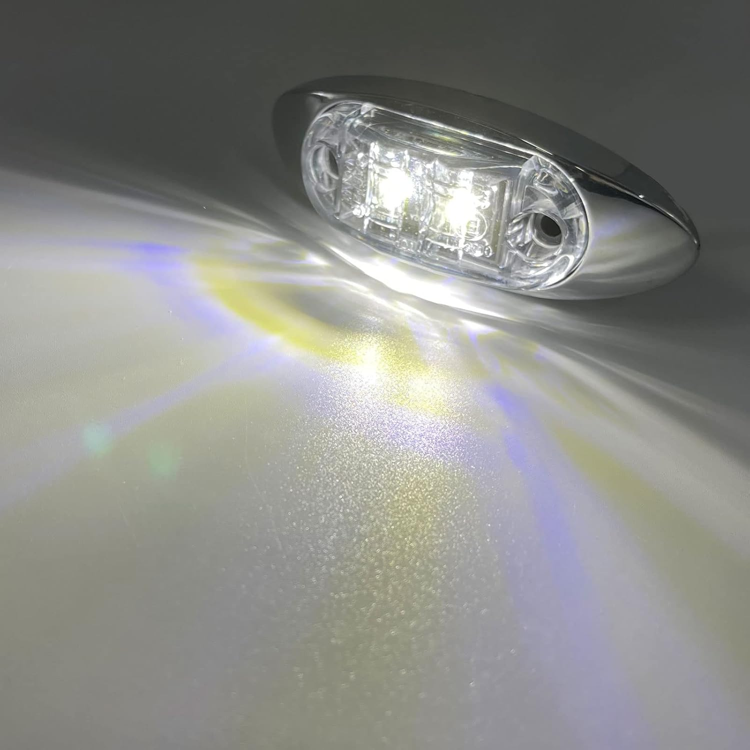 Dream Lighting 2 Pack 12V DC Cool White LED Sleek Side Marker Clearance Lights Indicators Trailer Truck RV Motorcycle Lamp Surface Mount image number 1