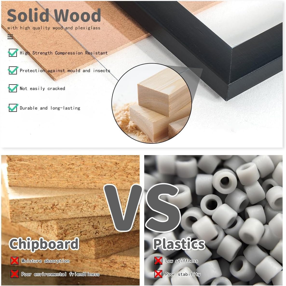 A4 Picture Frame, Black Wooden Frame for Photo Frame, A4 (21X29.7 Cm) Poster Frames with Mat, A4 Frame with Mount and Plexiglass for Wall Mount Vertically or Horizontally-2 Packs image number 4