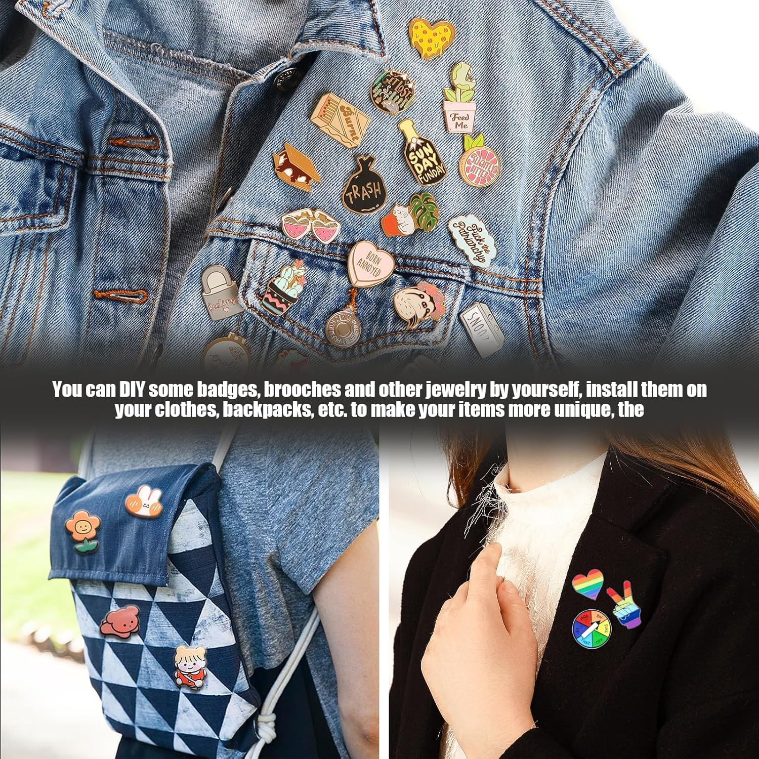 Pin Backs, 50 Pcs Metal Pin Backings, Backs Locking Pin Keepers Clasp Metal Pin Backs for Jewlery, Crafts, Lapel Pins (Black) image number 6