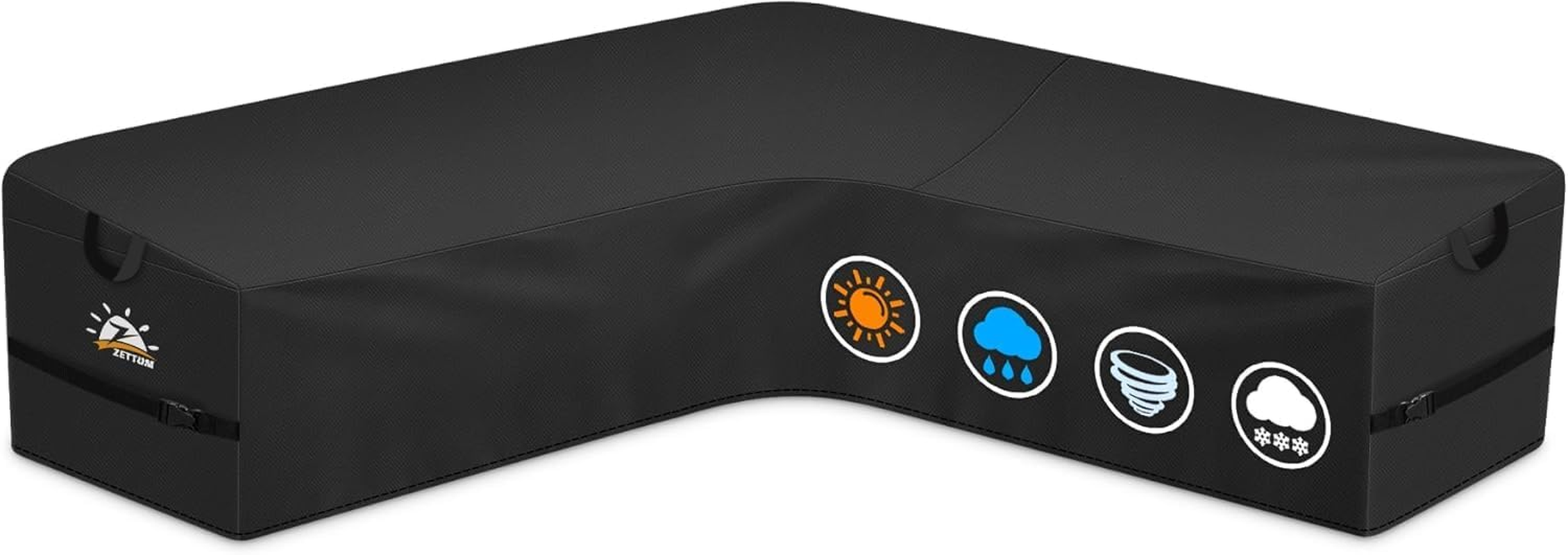 Zettum V-Shape Outdoor Furniture Covers Waterproof, 600D PU Heavy Duty Fabric Large Garden Sofa Covers with Waterproof Buckles for Rattan Furniture Covers V Shaped Sofa Cover (265X265X80Cm) image number 1