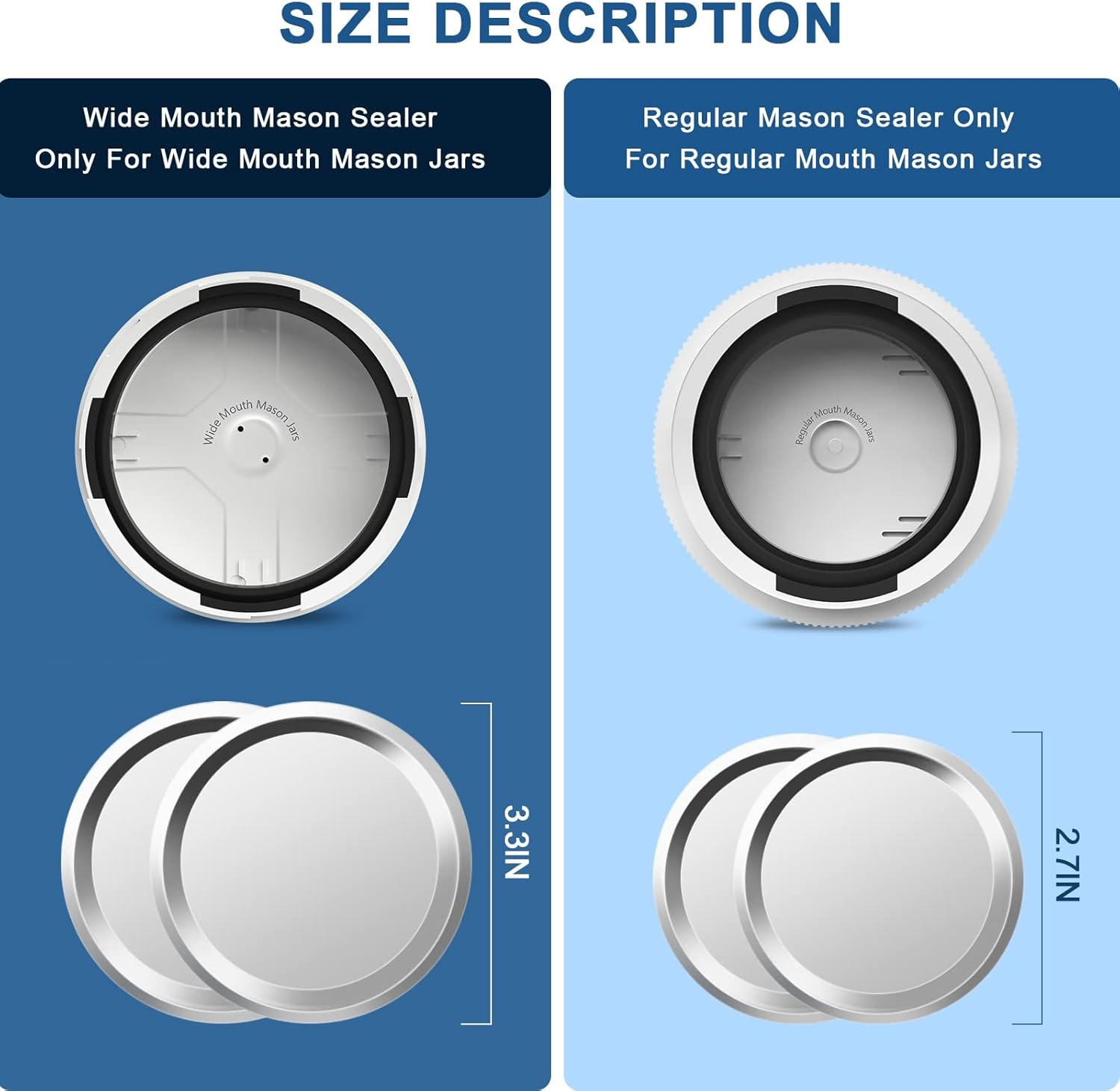 Electric Mason Jar Vacuum Sealer, Cordless Vacuum Sealer Kit for Wide-Mouth & Regular-Mouth Mason Jars, for Food Storage and Fermentation, White - Deep Blue image number 1