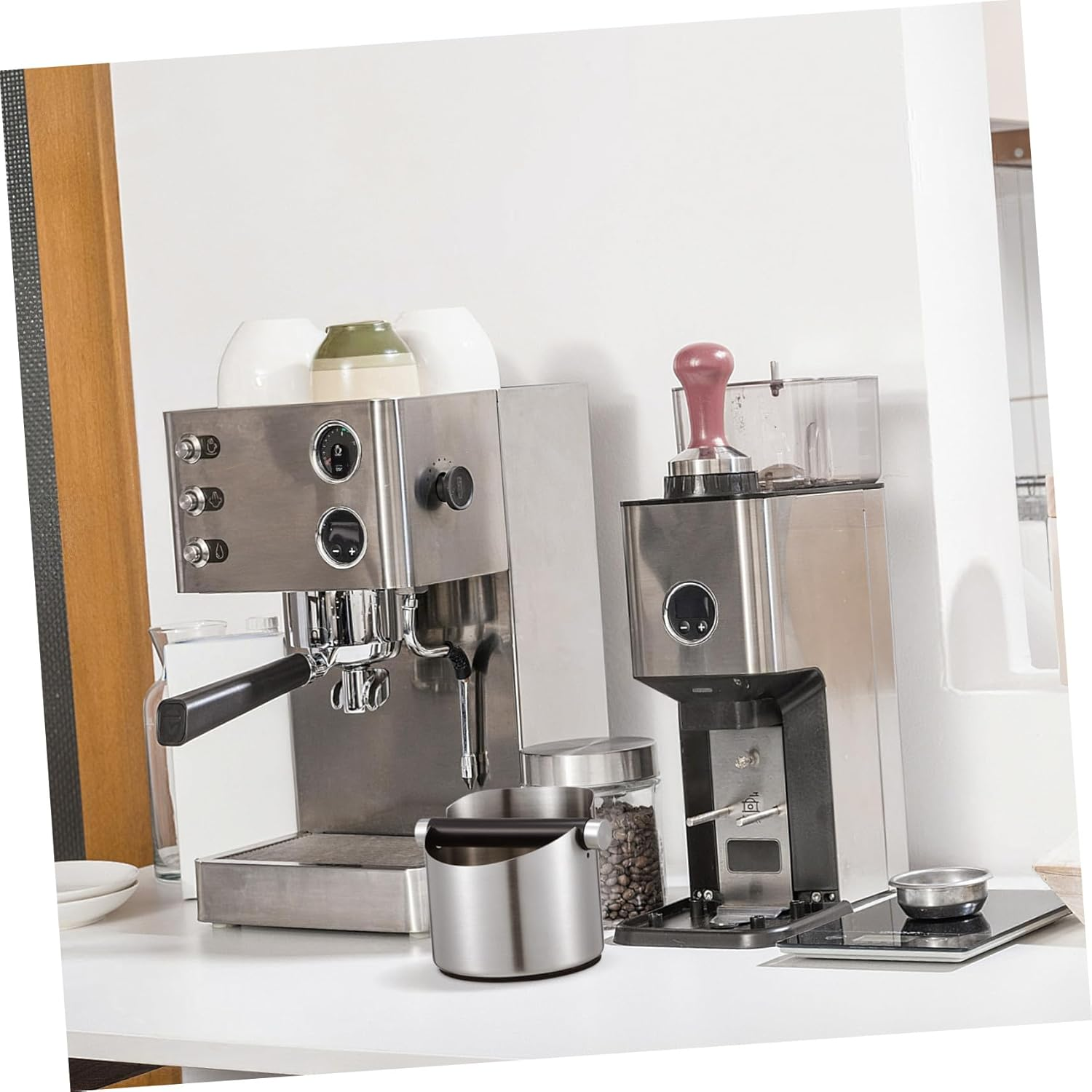 ARTSEWPLY Stainless Steel Coffee Knock Bin with Non-Slip Base Espresso Grounds Container for Home Bar Coffee Shop Heat Resistant Semi-Automatic Machine Accessory image number 1