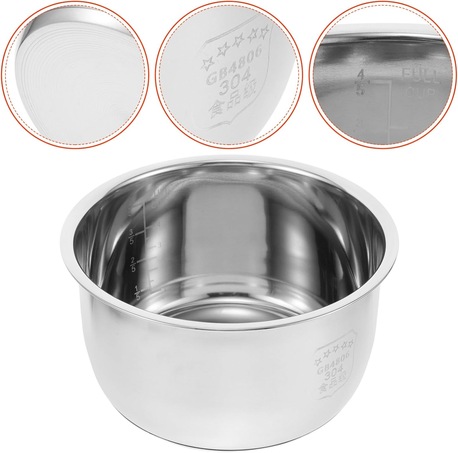 Zerodeko Rice Cooker Inner Pot Replacement, Rice Cooker Stainless Steel Inner Pot, 3.0L Stainless Steel Rice Cooker Inner Pot, Traditional Electric Cooker Accessories image number 3
