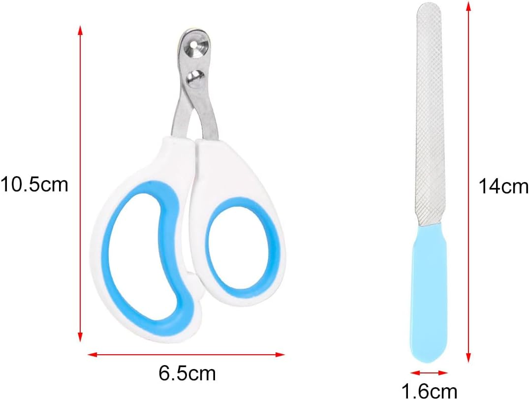 Toulifly Cat Claw Scissors, Stainless Steel Cat Nail Clippers, Nail Scissors for Kittens, Safety Double Circular Hole Pets Cat Nail Scissors, for Beginners, Blue, 2 Pieces image number 6