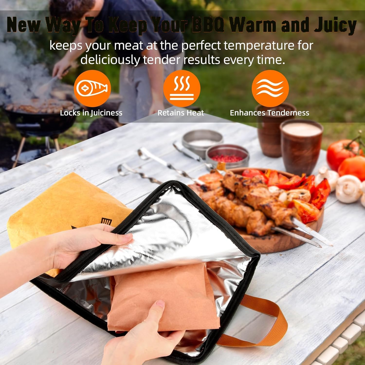 BBQ Blanket for Resting Meat, Insulated Smoker Meat Resting Bag, Reusable Grilling Blanket for Large Briskets, Beef, Pork Shoulders, Turkey, Wide Mouth Design, Heavy Duty Heat Retention image number 6