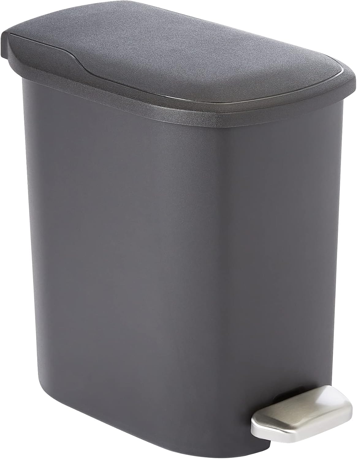 Amazon Basics Compact Bathroom Small Plastic Rectangular Trash Can with Removable Inner Bucket, Steel Foot Pedal for Hands Free Opening, Black, 6 Liters image number 4