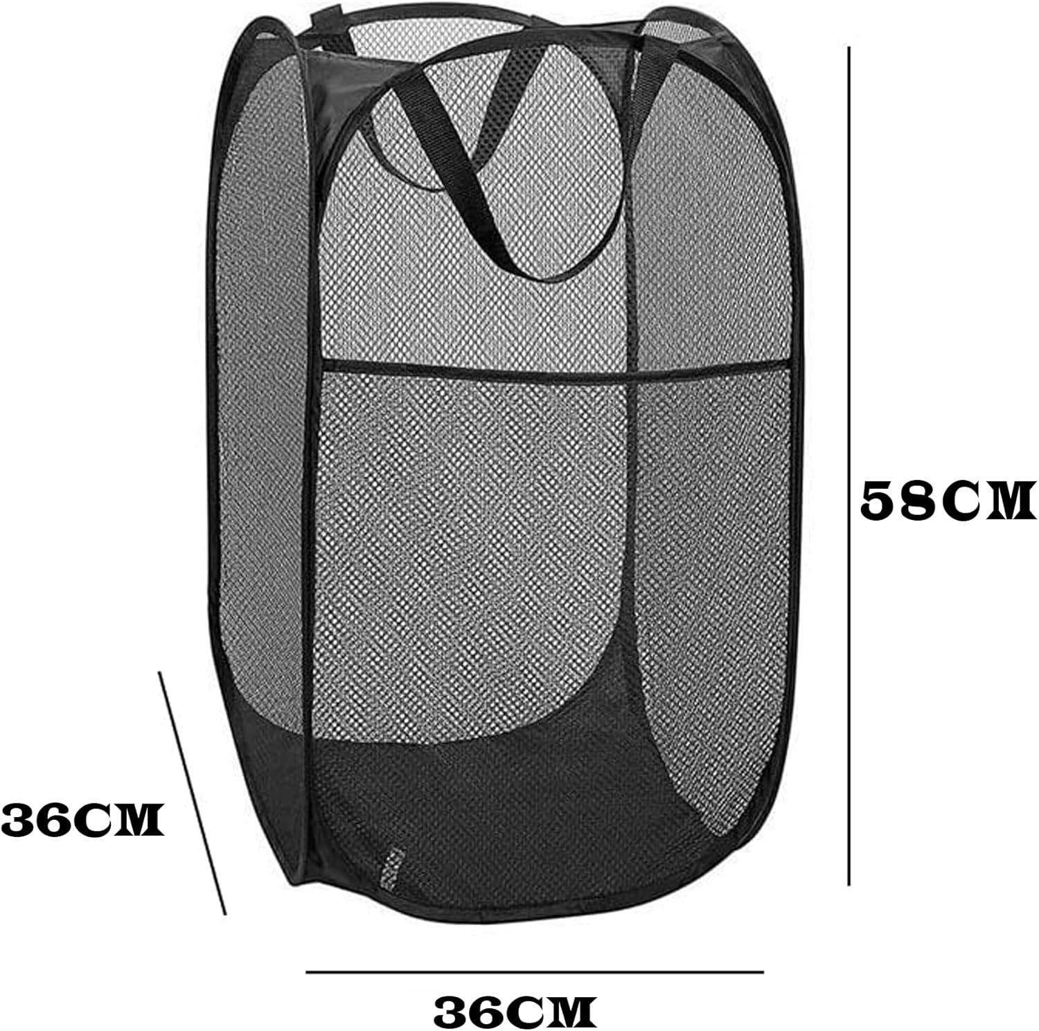 2PCS Collapsible Mesh Laundry Basket, Foldable Dirty Clothes Hamper for Temporary Storage, Pop-Up Basket for Toys, Clothes, and Home Organization, Black image number 5