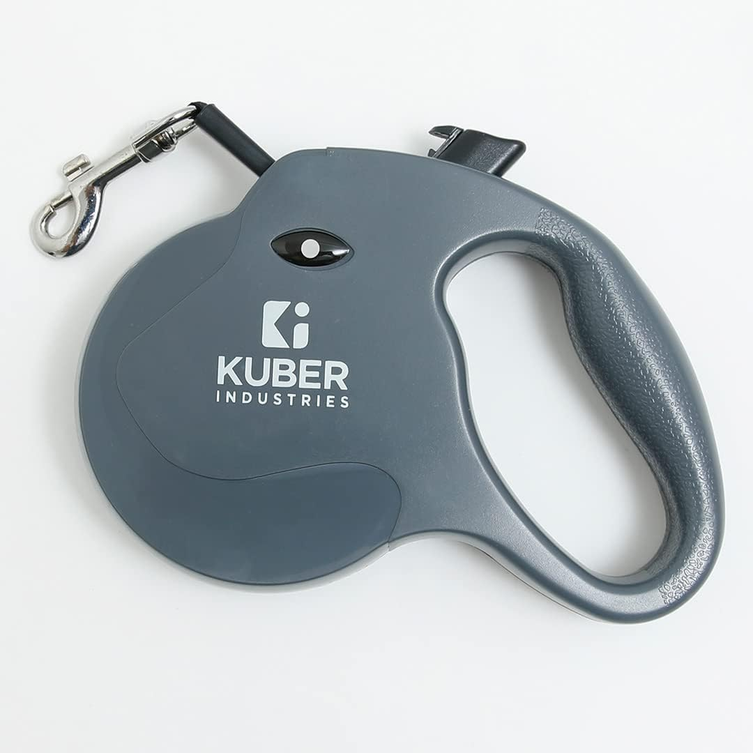 Kuber Industries Automatic Retractable Dog Leash with Anti-Slip Handle, One-Handed Brake- Grey