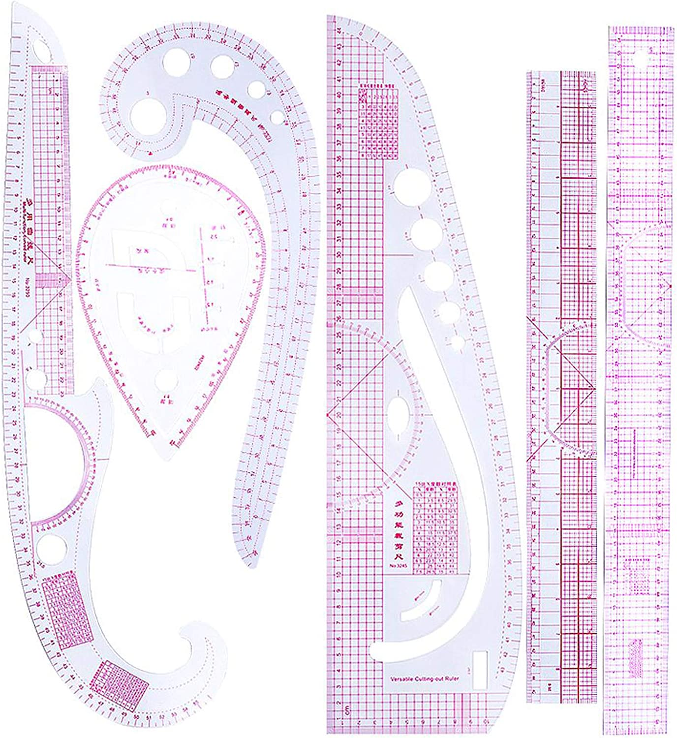 6PCS French Metric Ruler Clothing Fashion Ruler Curve Shaped Grading Rulers Sewing Tools for Sewing Dressmaking Pattern Design DIY Clothing Bendable Drawing Template image number 6
