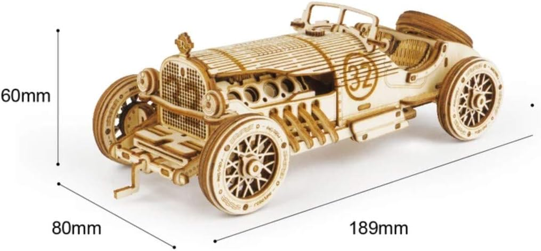 Robotime DIY Wooden Grand Prix Car 3D Puzzle Kit image number 6