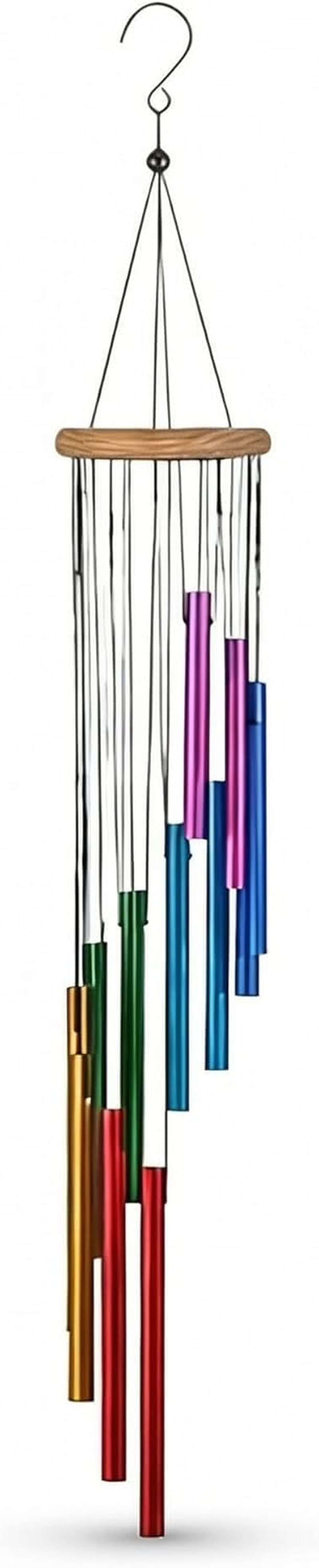 Garden Ornaments Wind Chimes, Colorful Aluminum Tubes Wind Chimes with 12 Aluminum Tubes, Hanging Wind Chimes for Home, Yard, Garden, Indoor Outdoor Hanging Decor (A) (Silver)