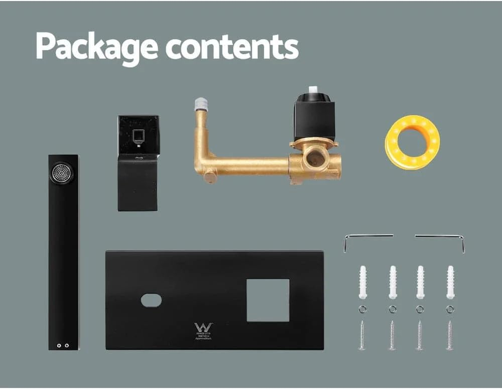 Cefito Basin Mixer Tap, 6.5L/Min Wall Mixers Bathroom Shower Taps Filter Swivel Brass Faucet Kitchen Sink Water Faucets Spray Head Bath Fixtures Home Laundry Vanity, Hot and Cold Switch Black