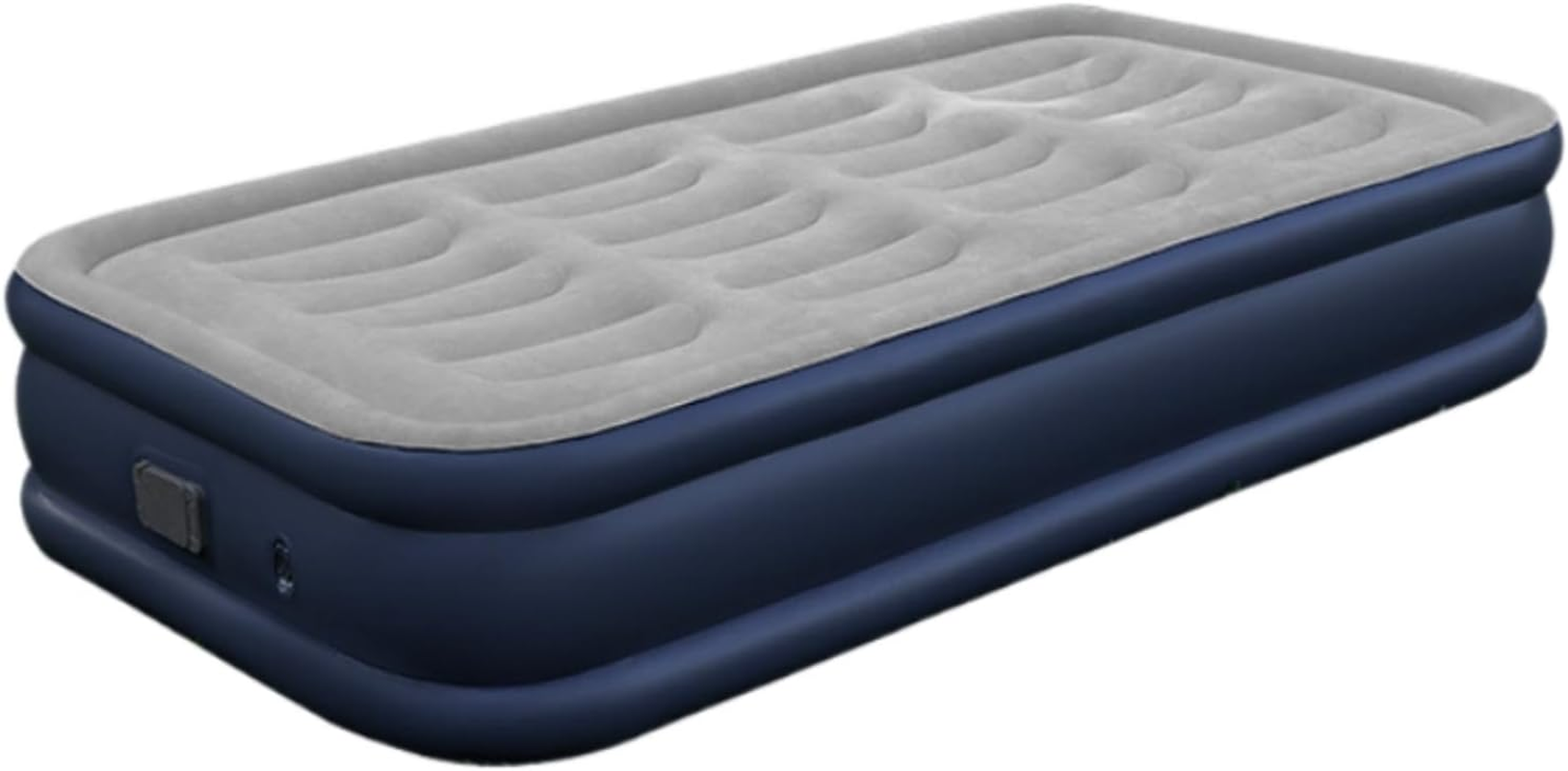 Air Mattress Full with Built in Pump, Luxury Queen Upgraded Comfort Inflatable Mattress with Storage Bag for Guest Home Camping, Foldable Blow up Mattress (Blue Grey, Single) image number 3