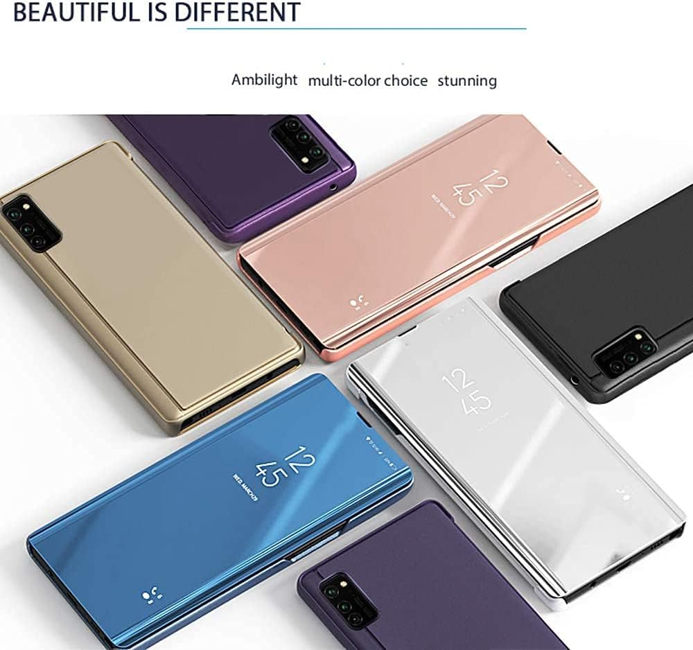 SIYOPINPFY Compatible with Samsung A56 5G Case, Deluxe Clear View Shell Glitter Plating Mirror Makeup Flip Stand Shockproof Full Body Protective Phone Case for Samsung Galaxy A56 5G, Mirror Silver - Black image number 4