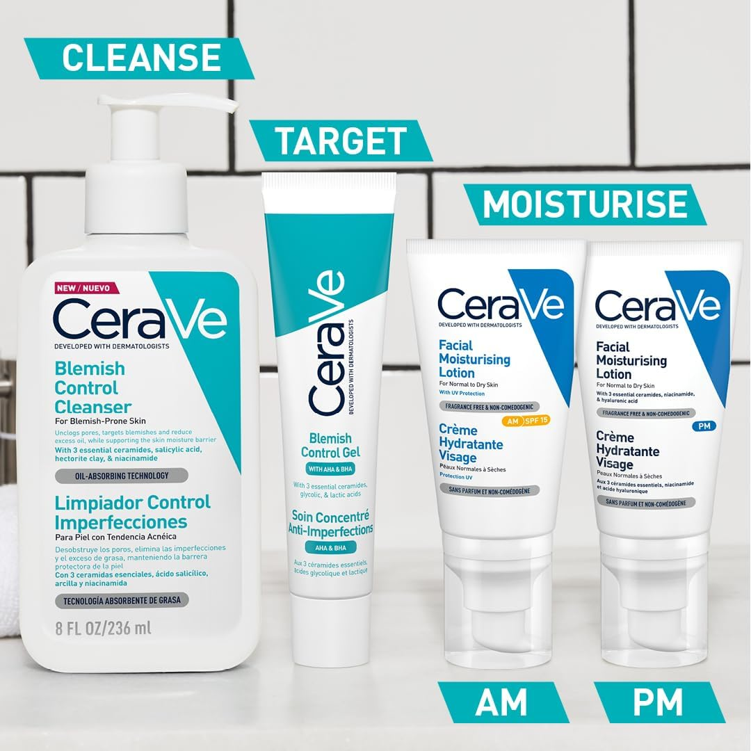 Cerave Blemish Control Cleanser Gel Face Wash 473Ml, for Blackheads, Blocked Pores & Acne-Prone Skin, 2% Salicylic Acid + Niacinamide + Purifying Clay + Ceramides, Lightweight + Oil-Absorbing image number 4