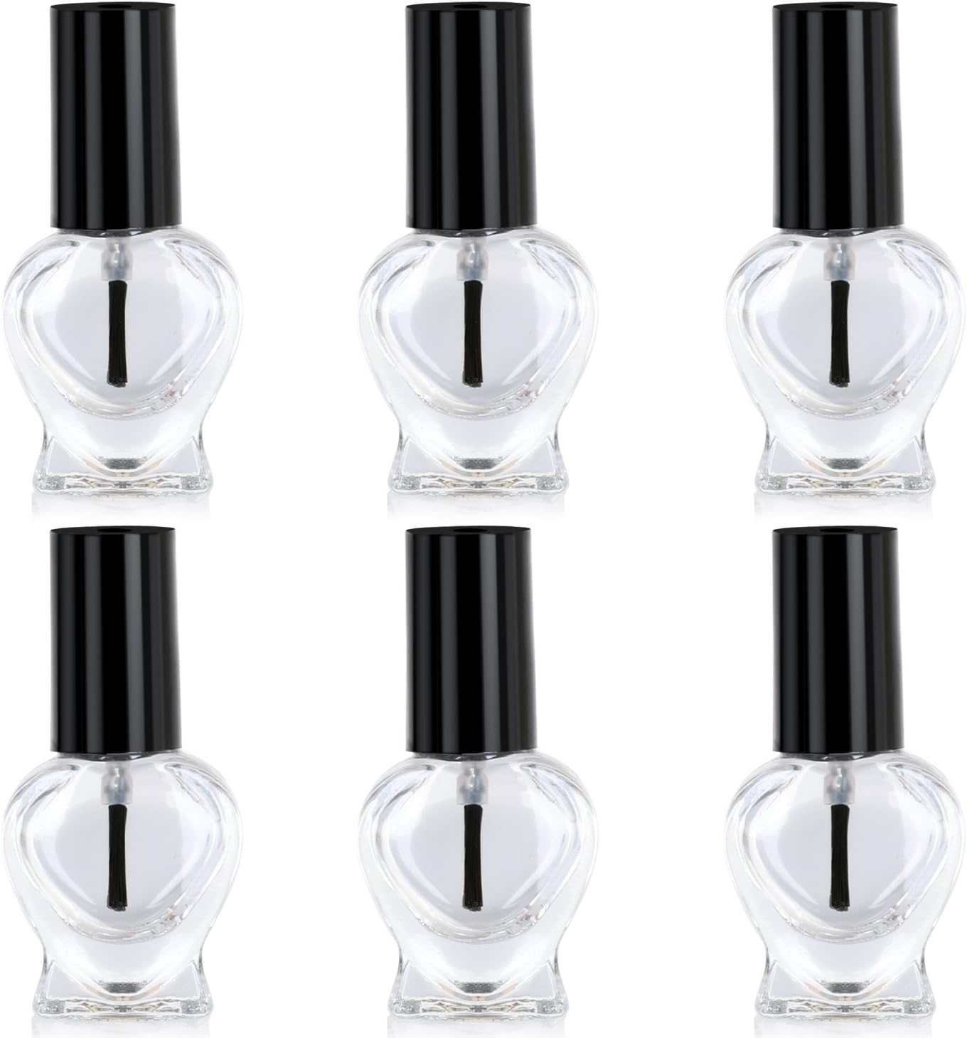 TRIXES 6X Empty Heart Shaped Nail Varnish Bottles