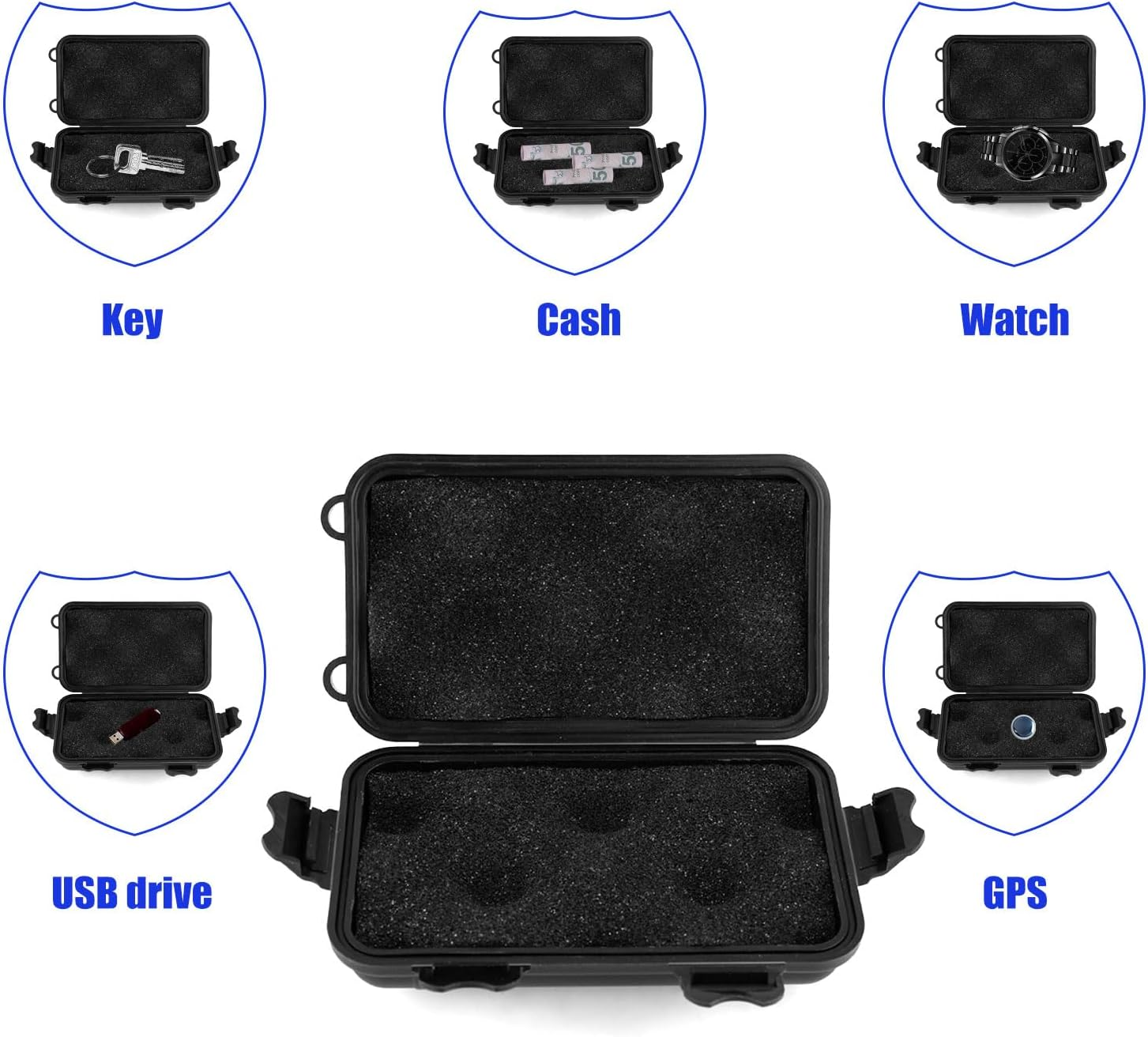 Hidden Key Holder, Magnetic Safe Box Key Magnetic Box Waterproof Magnetic Key Hider Magnetic Key Case Key Holder under Car Hide a Key Outdoor for Key USB Car Storage (Black) image number 1