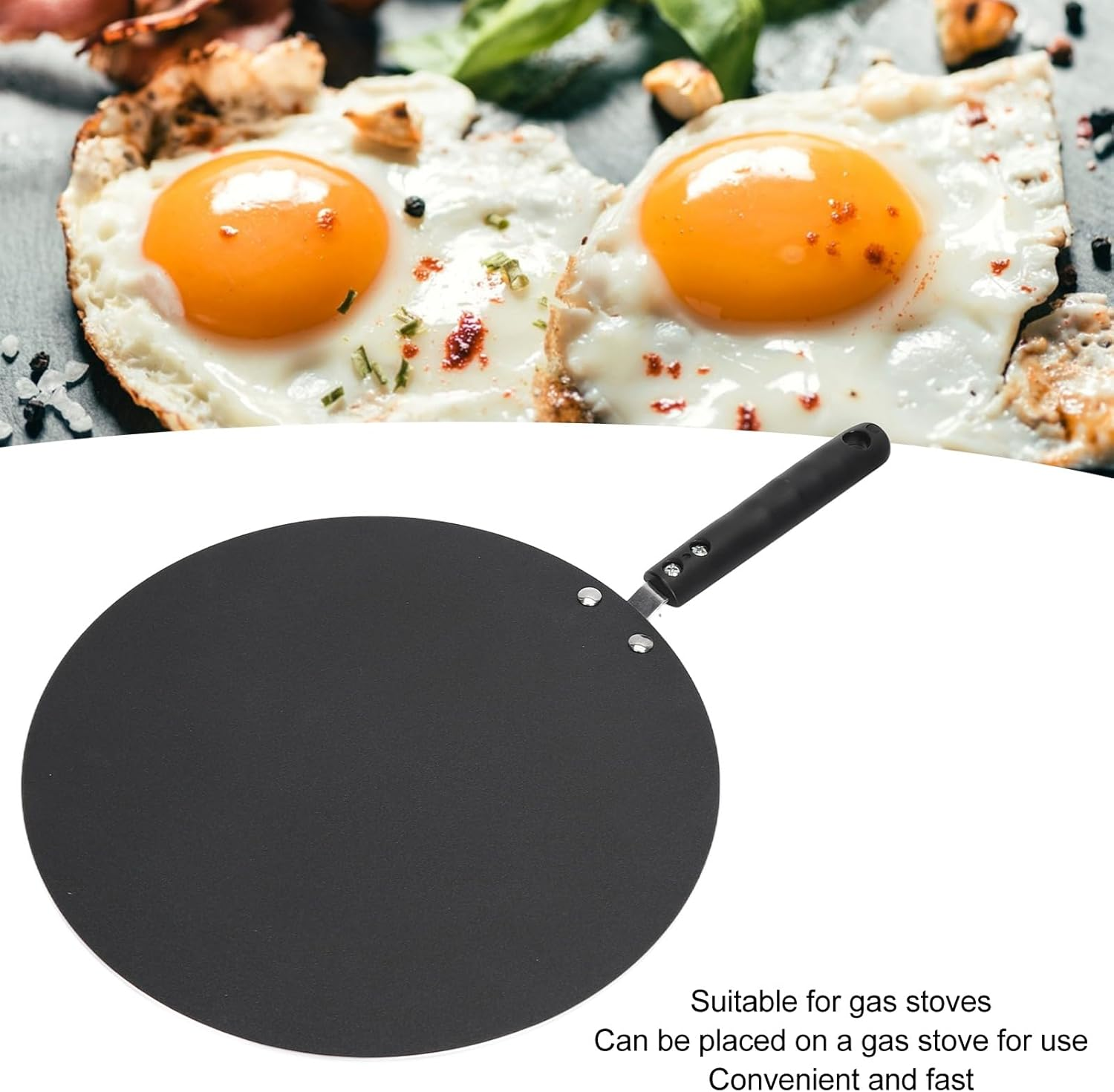 Nonstick Crepe Pan, 30Cm Comales Para Tortillas Griddle Pan for Gas Stove Top, Granite Coating Flat Pancake Pan Dosa Tawa, Swiss Granite Coating Dosa Pan with Stay-Cool Handle image number 3