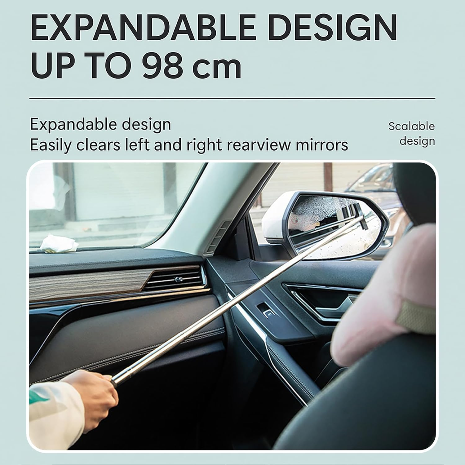 &zwnj;Taoluwin Car Window Squeegee, Retractable 98Cm Wing Mirror Wiper with Multi-Layer Brush, Soft Grip Handle, Portable Car Window Cleaner for Quick Water Removal&zwnj; image number 2