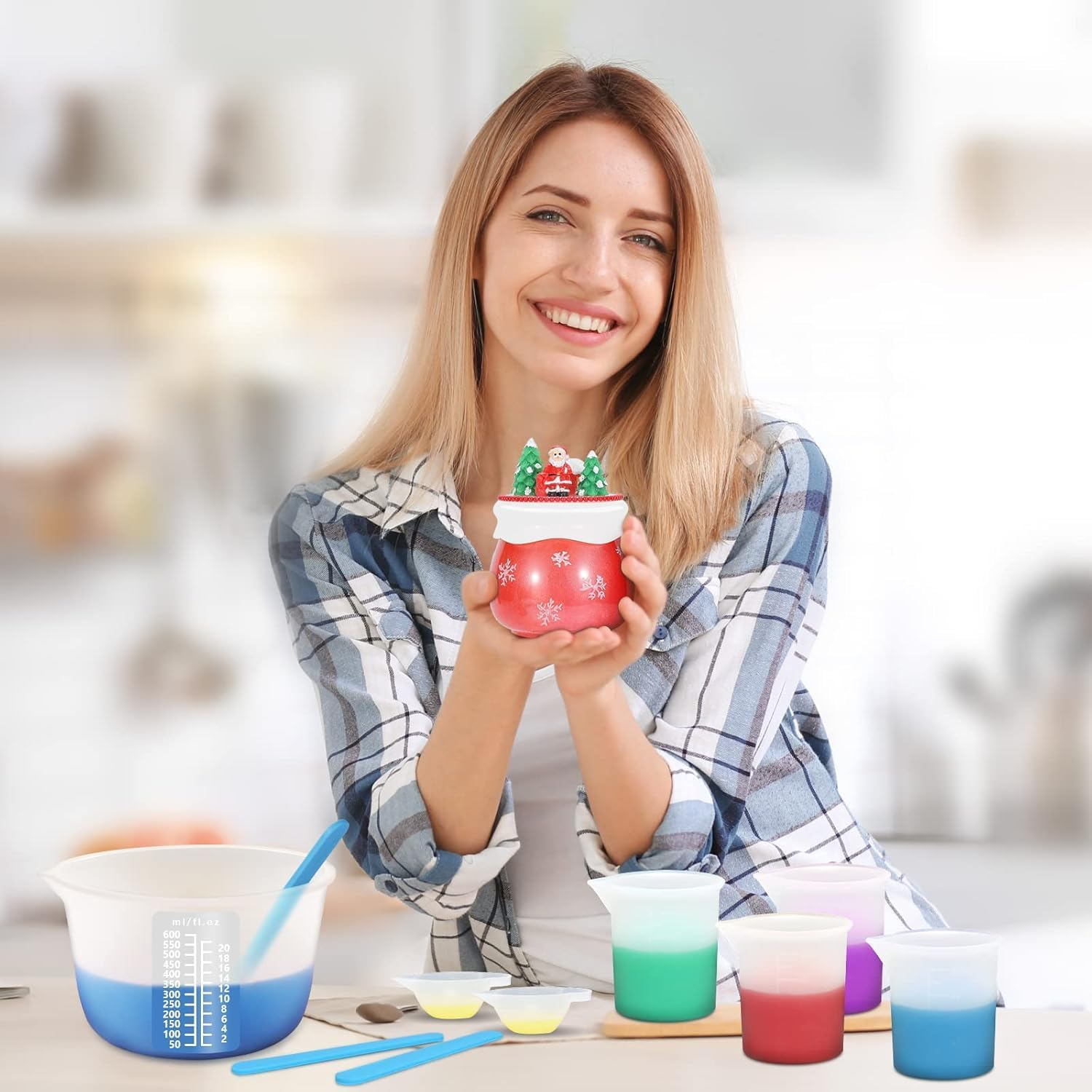 Silicone Resin Measuring Cups Tool Kit- 250 & 100 Ml Measure Cups, Silicone Popsicle Stir Sticks, Pipettes, Finger Cots for Epoxy Resin Mixing, Molds, Jewelry Making, Waxing, Easy Clean image number 2