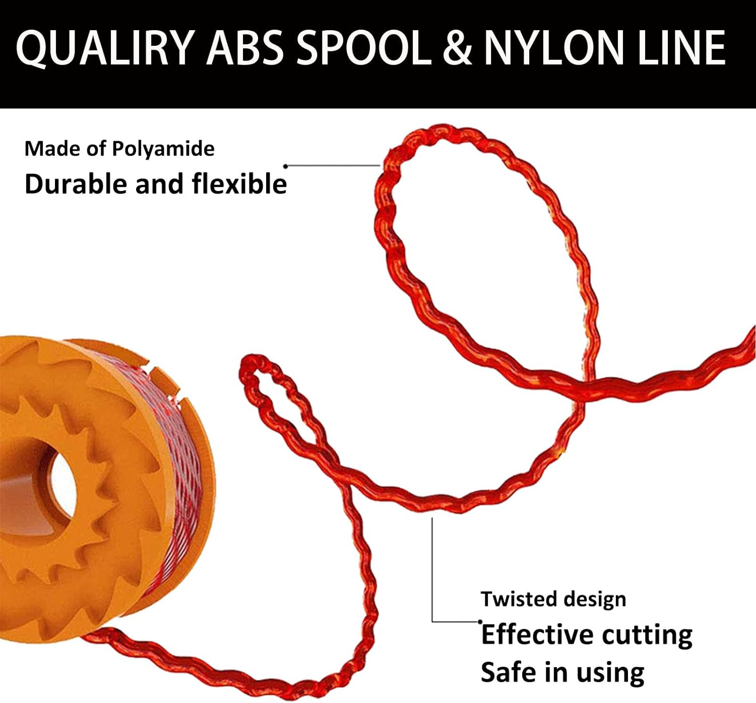 WA0004/WA0010 Worx Replacement Trimmer Spools, 0.065" Weed Eater Lines Caps for Worx String Trimmer Weed Eater WG154 WG163 WG160 WG180 WG175 WG155 WG151 (12 Spools + 2 Caps) image number 6