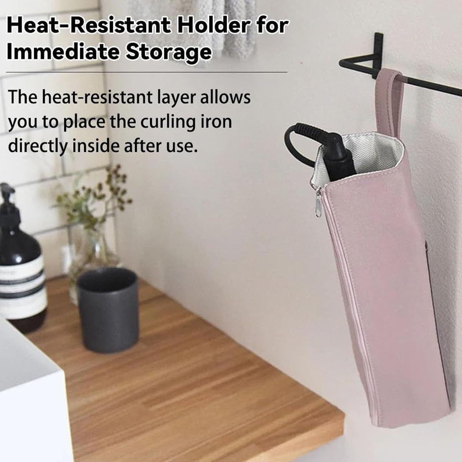 Curling Iron Travel Bag - Heat Resistant Straightener Pouch - Dustproof Waterproof Hair Styling Tool Organizer for Travel Vanity Table RV Salon Hairstylist Makeup Station Home image number 2