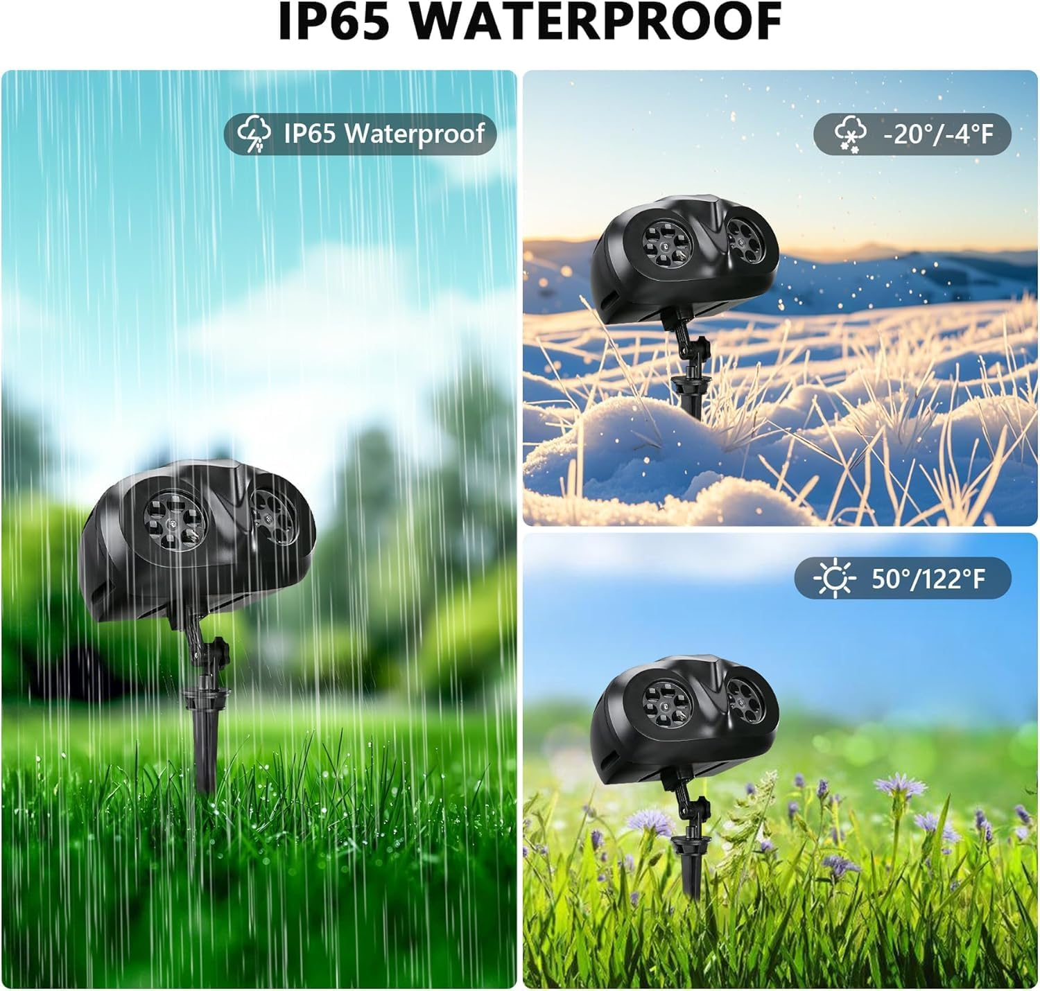 Christmas Double Head Snowflake Projection Lights, Outdoor LED Christmas Lights IP65 Waterproof,Dynamic Rotating Snow Lamp Brighter LED Landscape for Halloween Xmas Party Wedding Holiday Garden