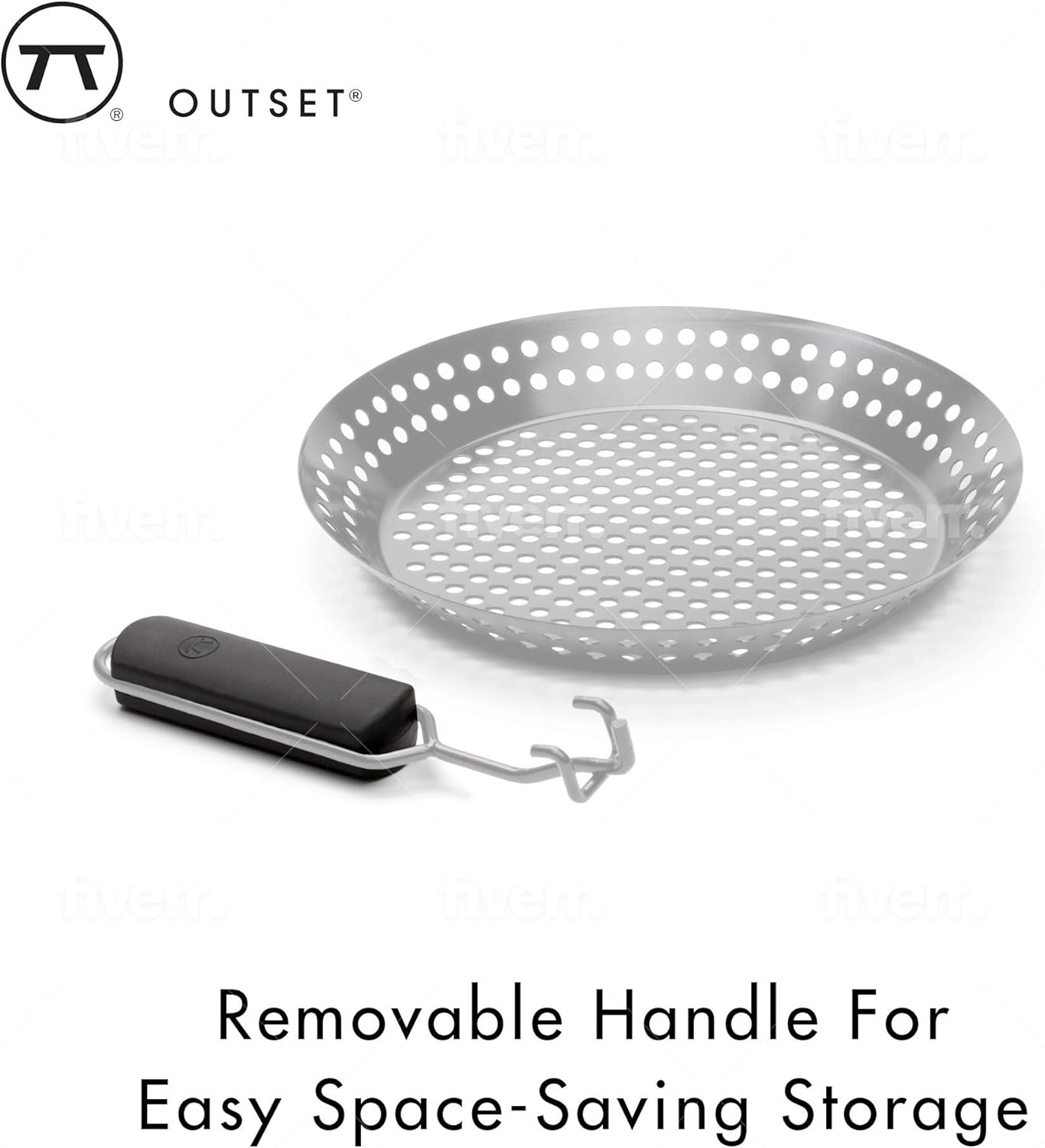 Outset Grill Skillet with Removable Handle, Stainless Steel image number 2