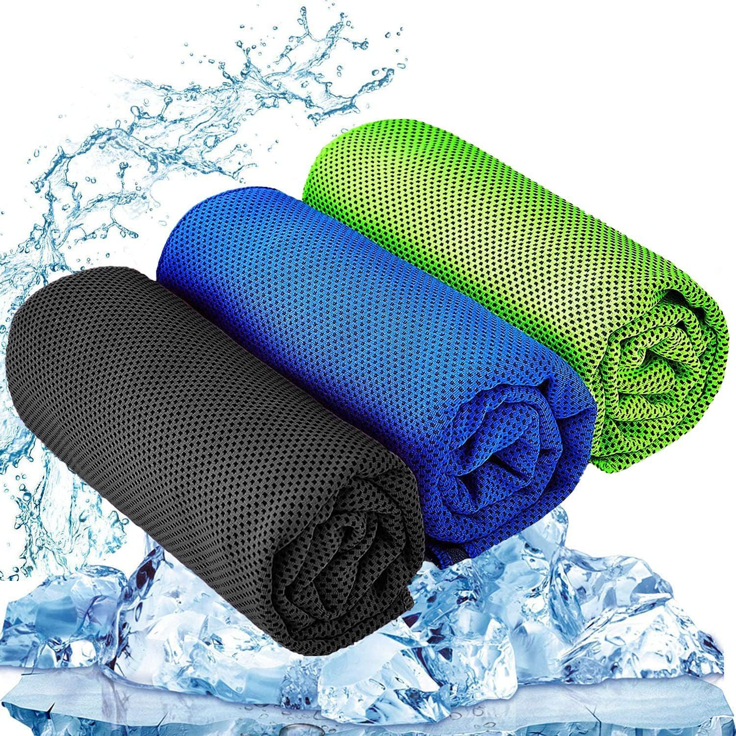 3 Pack Cooling Towel (40"X12") Cool Cold Towel for Neck, Microfiber Ice Towel, Soft Breathable Chilly Towel for Yoga, Gym, Workout, Running, Golf, Travel, Cooling Neck Wrap for Hot Weather