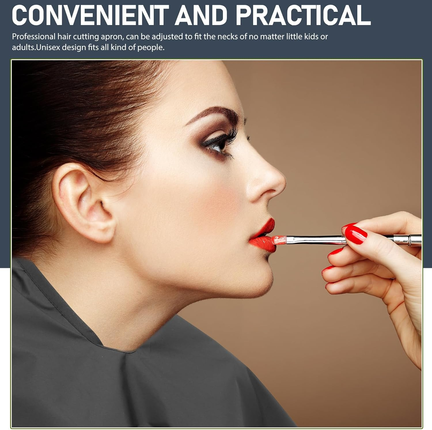 Healeved Waterproof Hair Shawl - Adjustable Black Hair Cutting Cape for Salon and Home Use Comfortable and Lightweight Hairdresser Smock image number 2