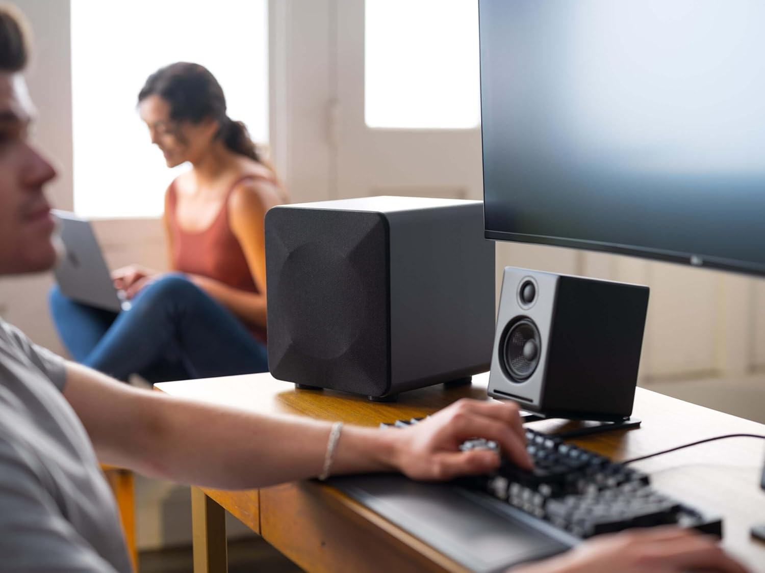 Audioengine S6 210W Powered Subwoofer - Versatile, Tight, Smooth Hi-Fi Subwoofer - Built-In Amplifier - Wireless-Ready, Designed for Audio and Home Theater Performance Black image number 3