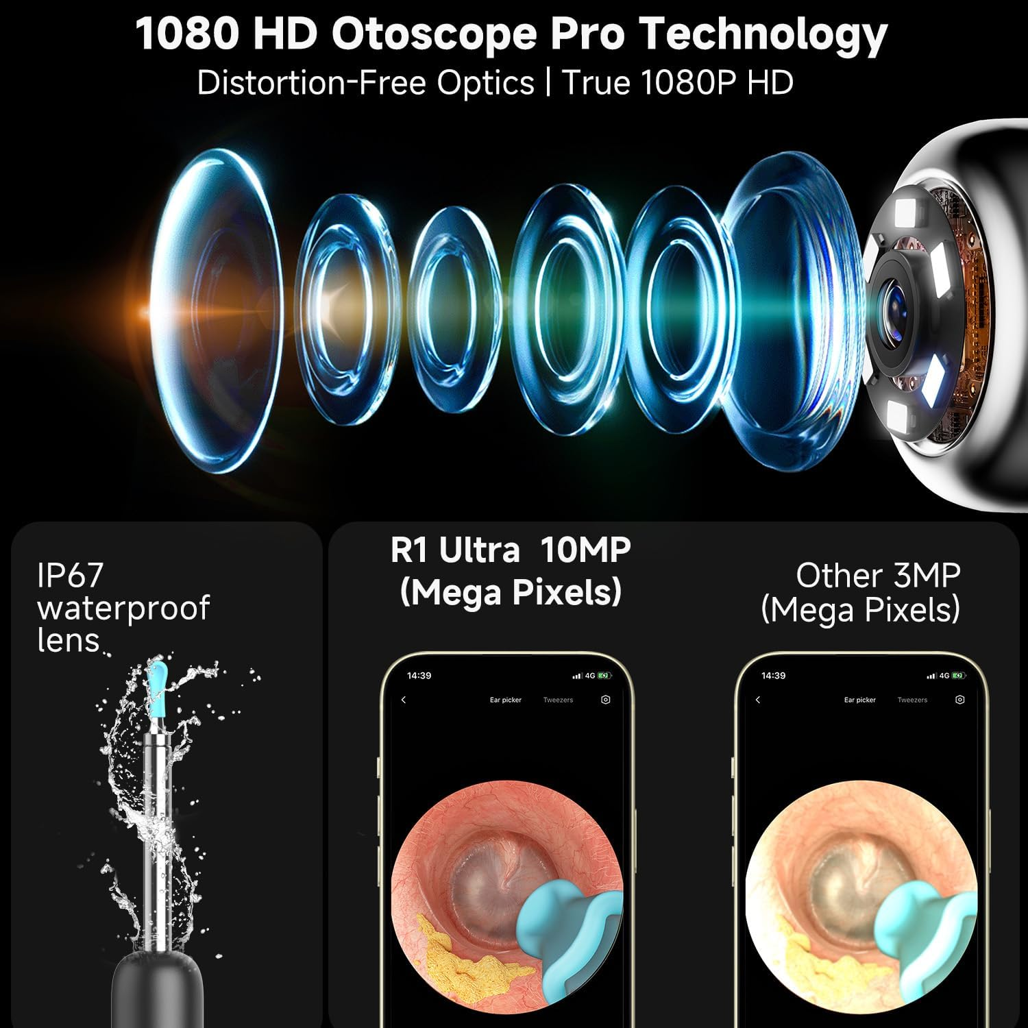 BEBIRD R1 Max Ear Wax Removal, Ear Cleaner with Camera and Light, Ear Scope Otoscope Ear Pick Tweezers with Cam, Visual Dropper Ear Care Cleaning Kit, Ear/Nose/Throat Examination Tool for Family image number 6