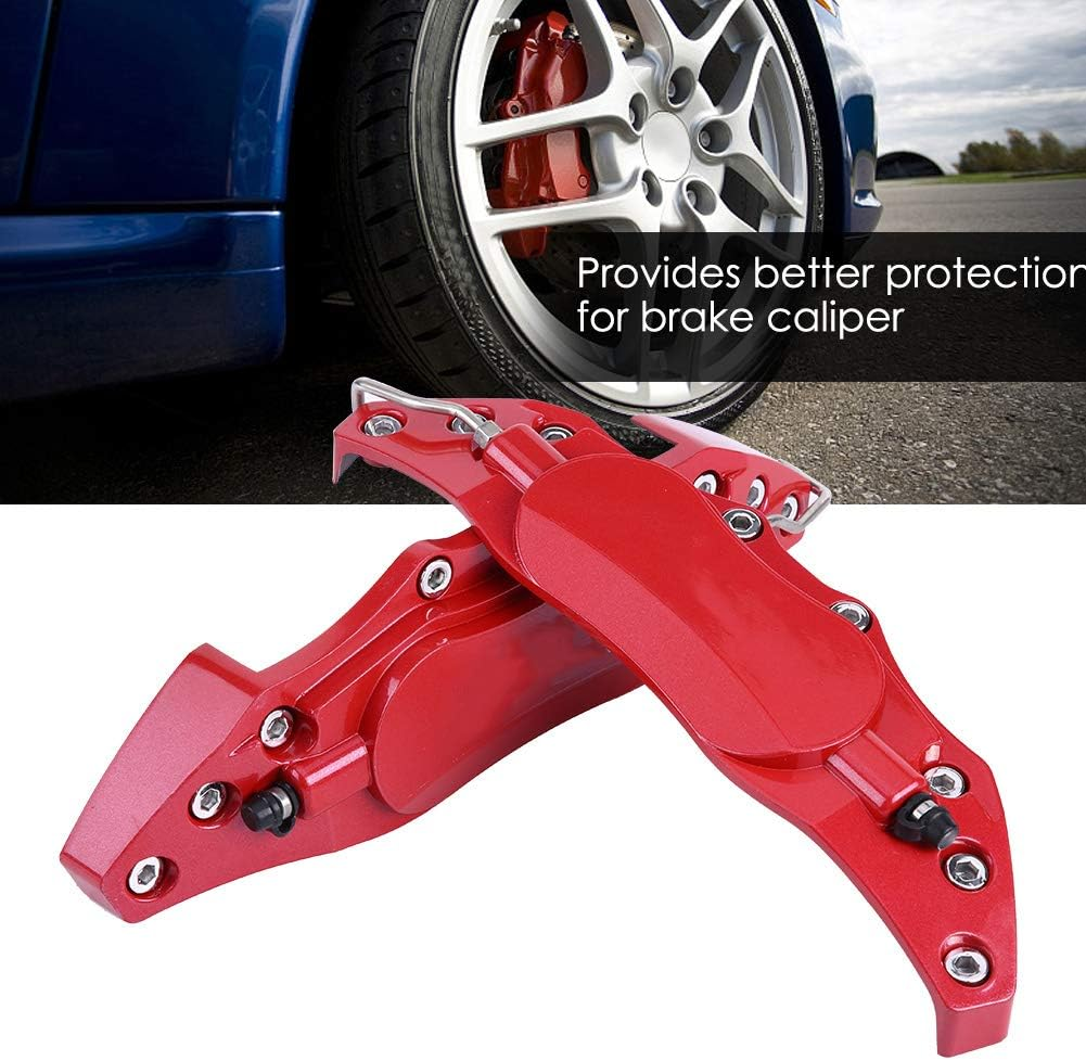 Akozon Brake Caliper Cover, 2Pcs Aluminum Alloy Brake Caliper Guard High Precision Car Brake Caliper Protector for Wheel Hub 16In-17In Medium (Red) image number 2