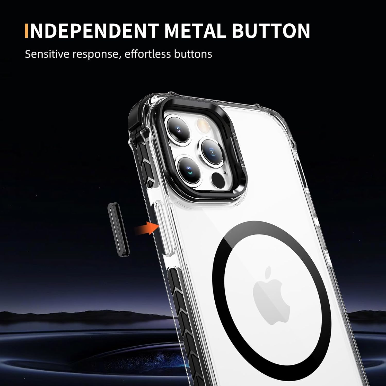 For Iphone 13 Case,For Iphone 14 Case with Metal Camera Stand,Magnetic High-Transparency Full Protection Shockproof Cover for Iphone 13/14 (Black) image number 2