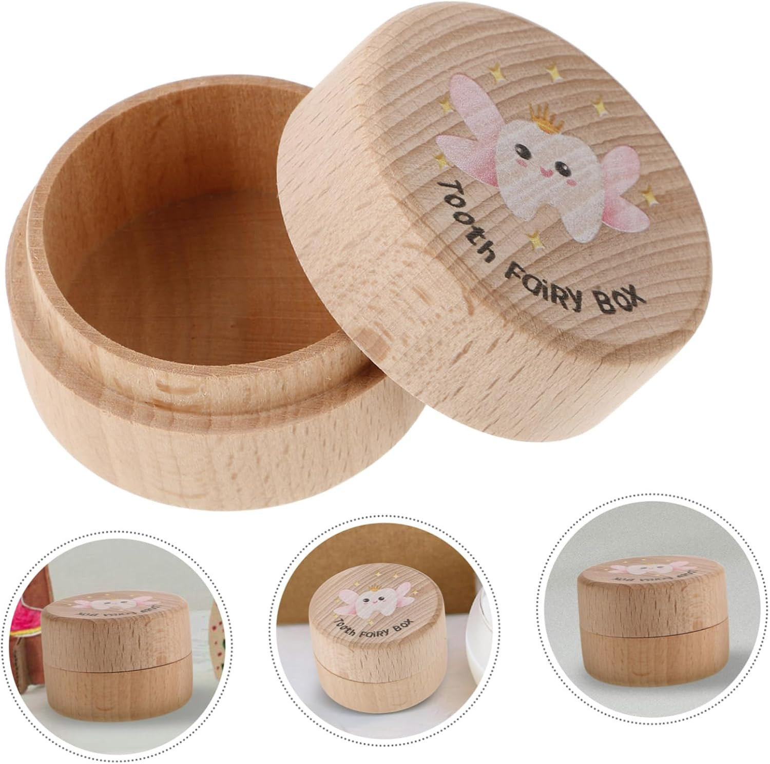 Keep Memories Safe Wooden Boys and Girls Tooth Collector Hair Box Modern Minimalist Design image number 2