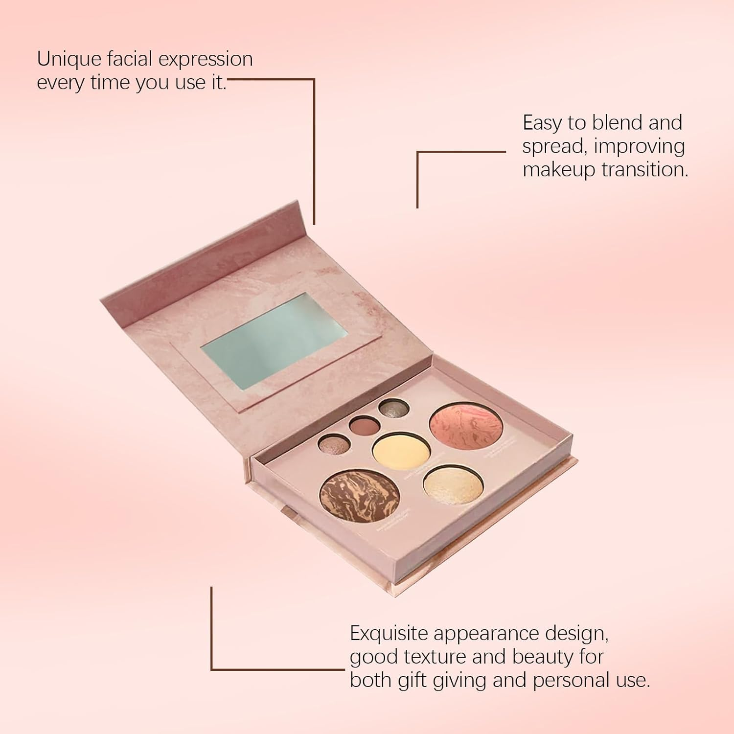 Baked Makeup Palette,Full Size Baked Palette - Includes Bronzer,Blush,2 Highlighters and 3 Eyeshadows,Multi-Purpose,Highly Pigmented,Long-Wearing image number 1