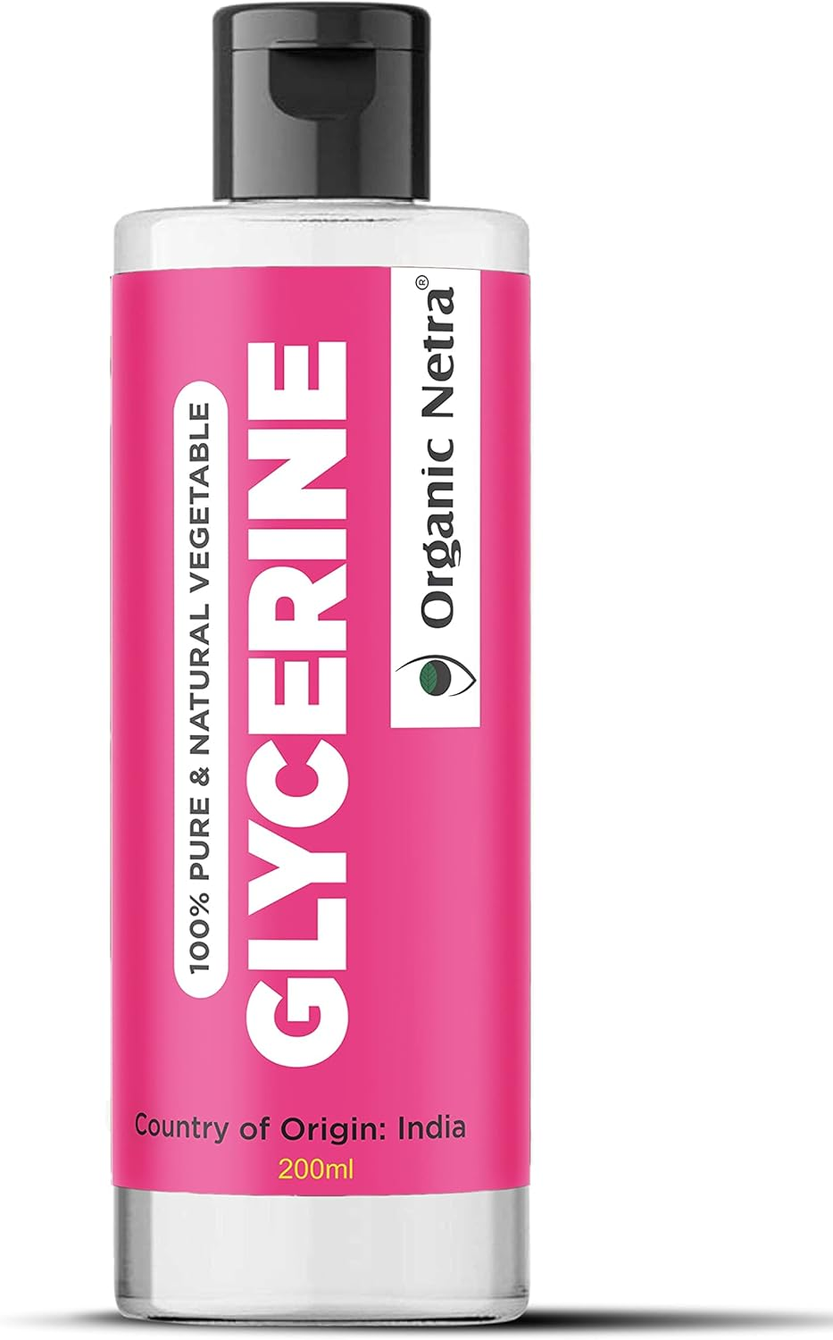 Organic Netra Glycerine for Face 100% Pure & Natural Glycerine Liquid for Face, Beauty and Skin Care Pure & Unscented Glycerine Suitable for All Skin Type, 200Ml