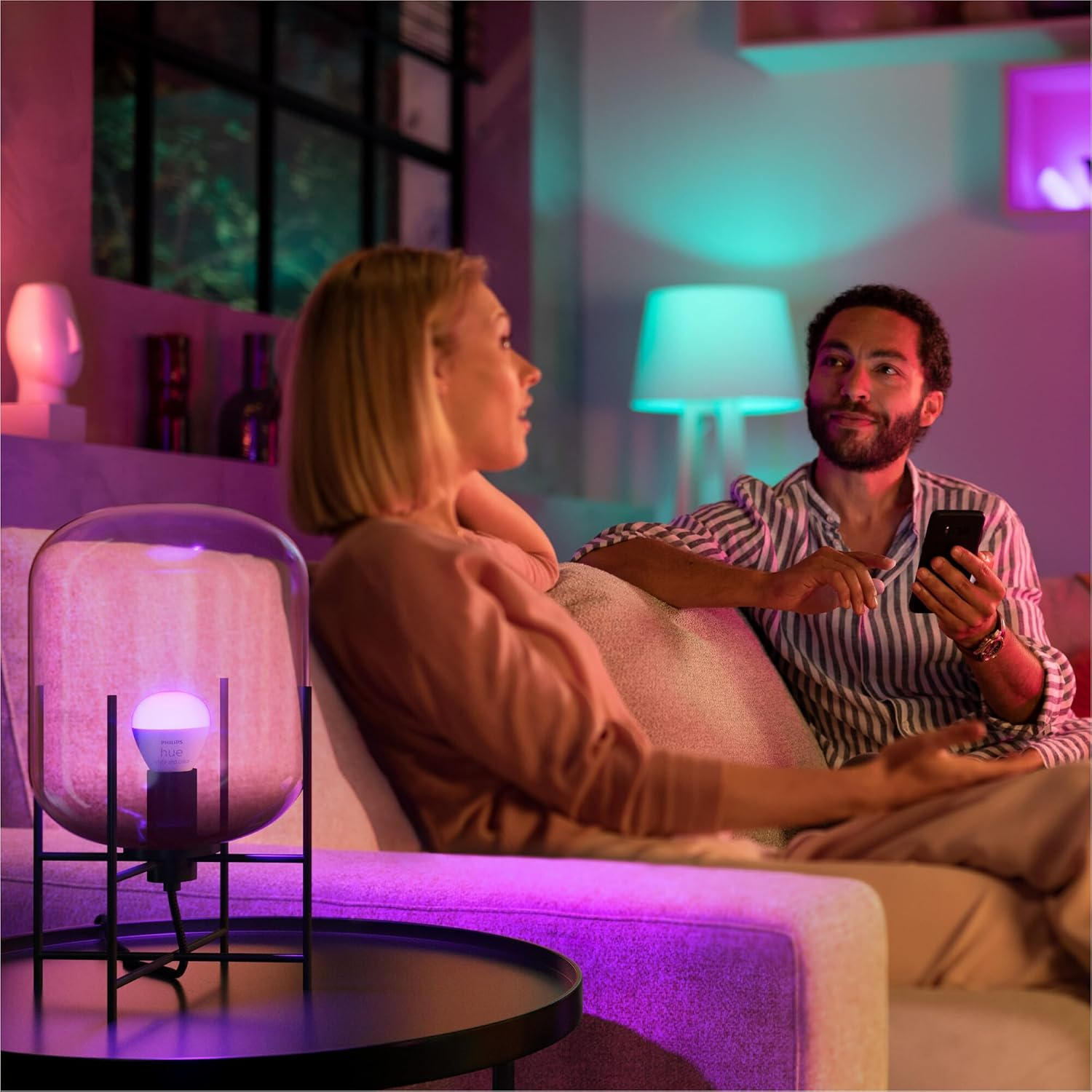 Philips Hue White and Colour Ambiance Luster Smart LED Light Bulb 1 Pack [E14 Edison Screw] for Indoor Home Lighting, Livingroom, Bedroom. image number 3