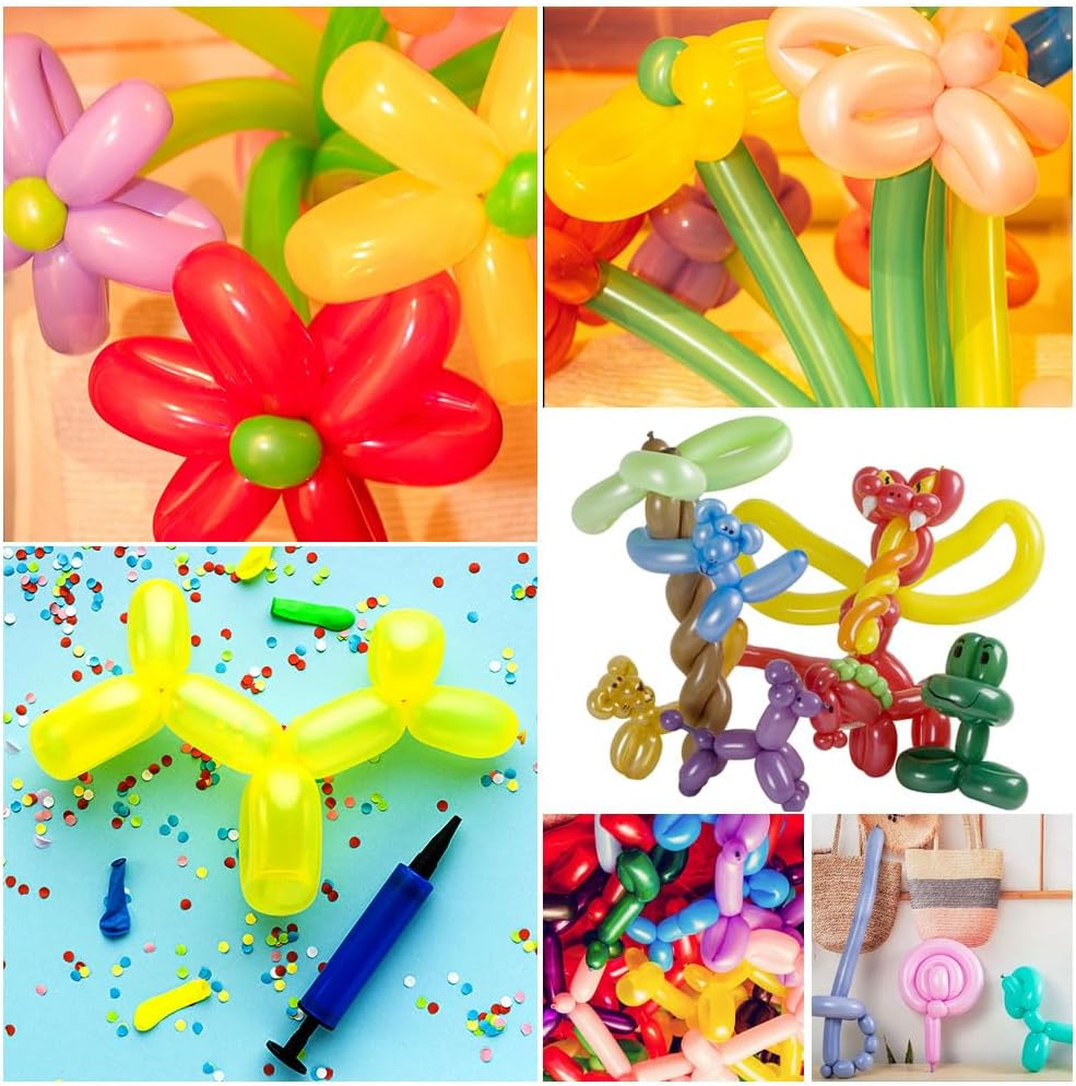 260 Balloons, 100 PCS Mix Color Long Balloons, Twisting Animal Balloons Magic Balloons Clear Long Skinny Latex Balloons Clown Balloon Long Balloon Animals Shape for Birthday Party Decoration Balloon image number 5