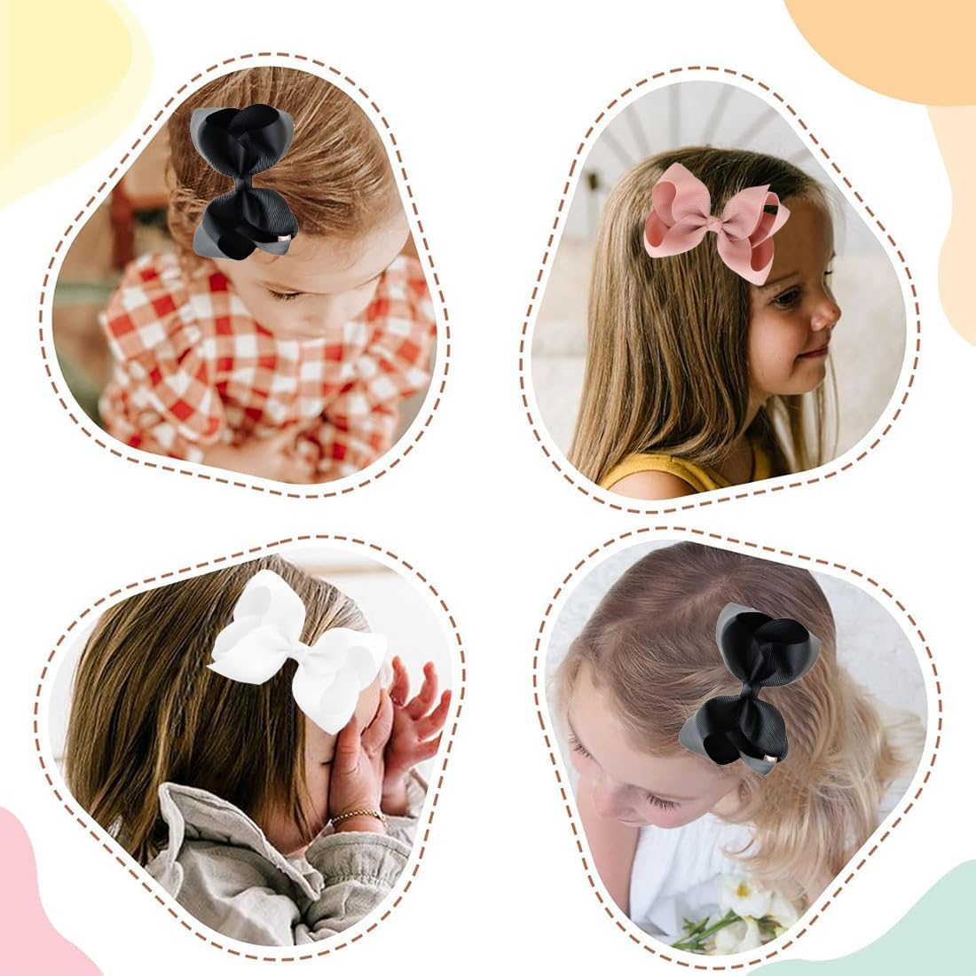 COYUN 6 Pieces Bow Hair Clips Ponytail Duck Bill Hair Bow for Kids Girls Women-A image number 4