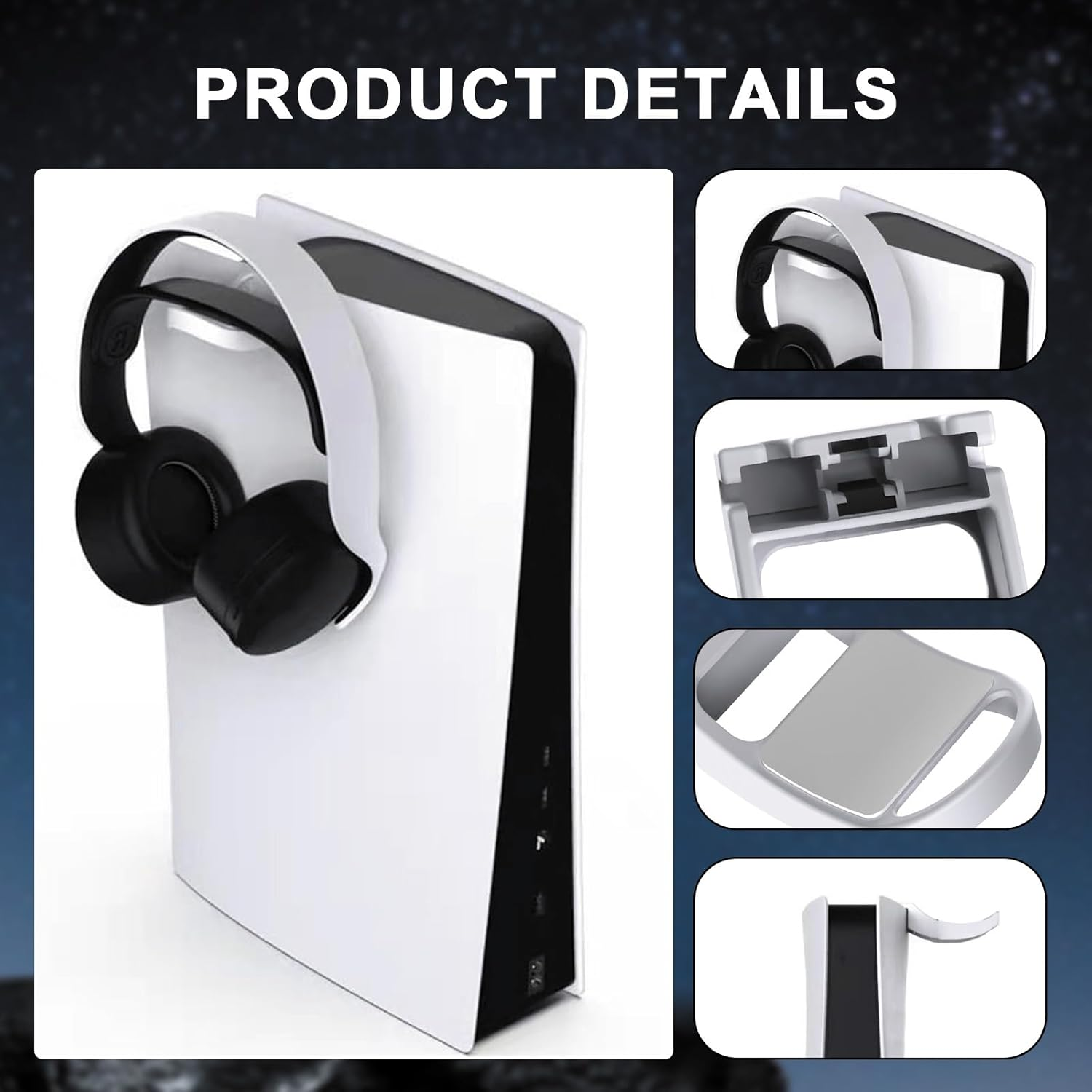 Controller Holder for PS5, Gaming Controller Stand - Universal Headset & Hanger for Ps5/Slim/Pro Consoles, Minimalist Design with Secure Fit, Compatible with Xbox & Switch Pro (White)