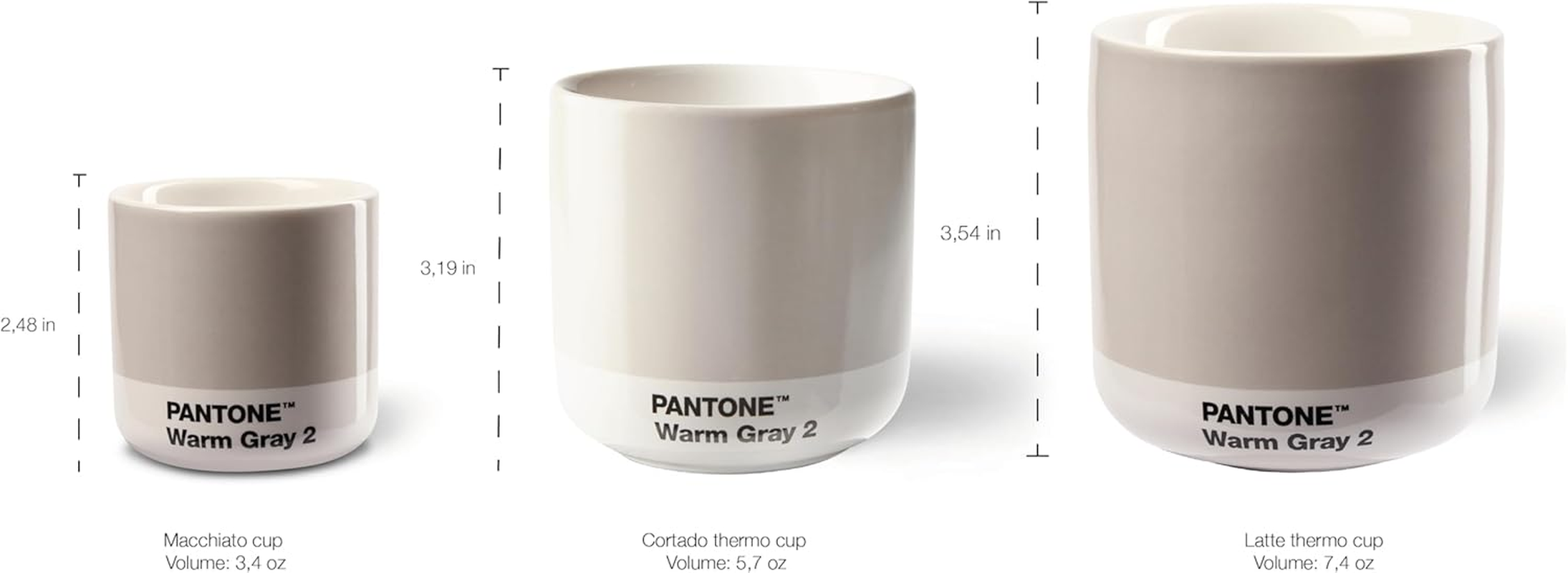 Copenhagen Design Pantone Latte Cup - Double Wall Thermo - Cappuccino Handleless Mug - 7.44Oz/220Ml, Yellow 012