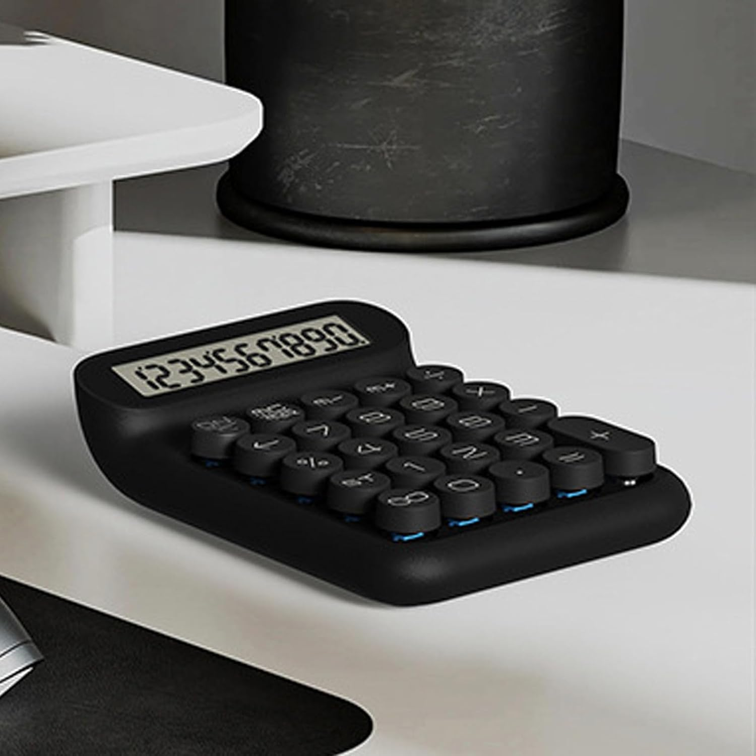 Mechanical Switch Calculator, LCD Display, Big Buttons, Cute Aesthetic Desktop Calculator, Blue Switch, Battery Powered, for Business Office (Black) - Pink image number 2