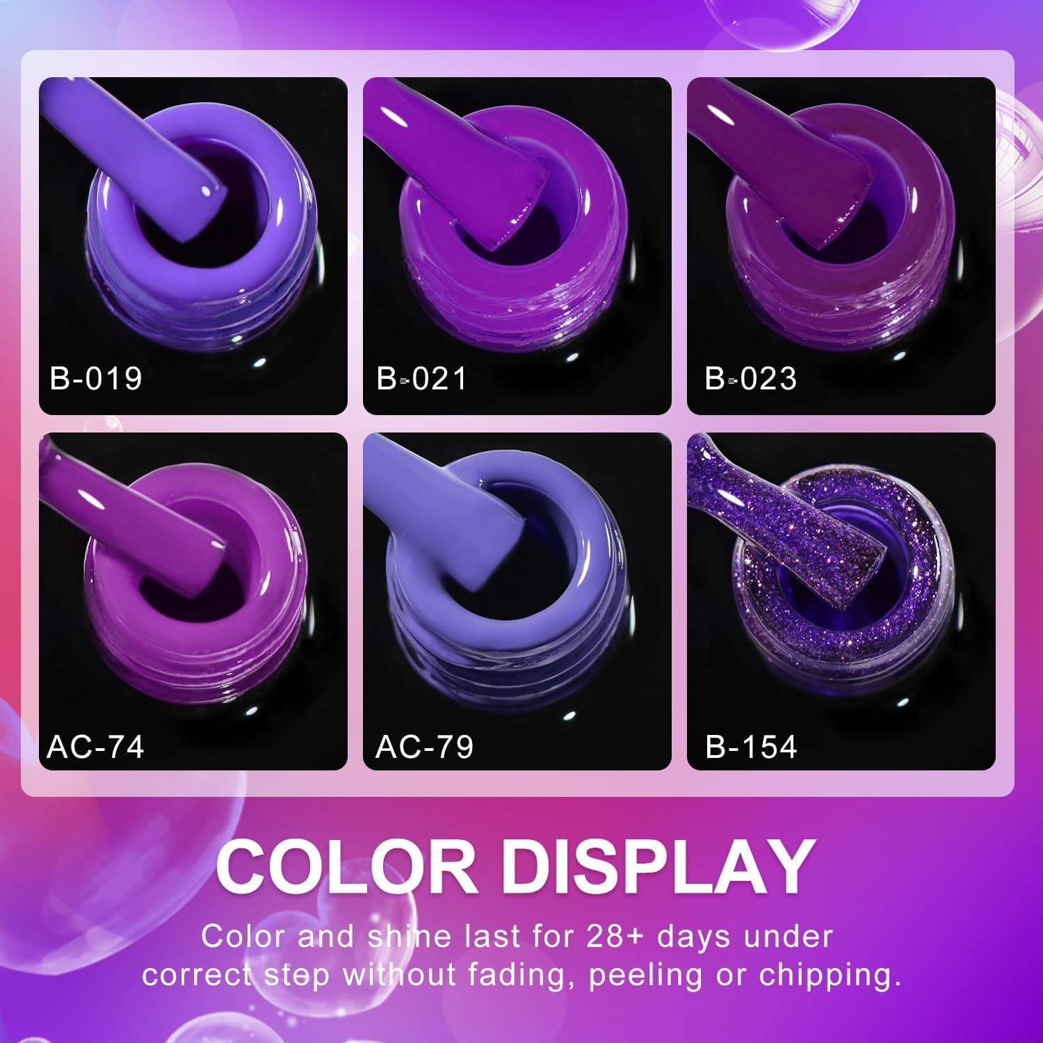 Beautilux UV Nail Polish Purple, 6 Colours, 10 Ml, Soak off Gel Nail Polish Set for Home Manicure, Nail Art, Manicure (Purple Series) - Dunkelblau Serie image number 3