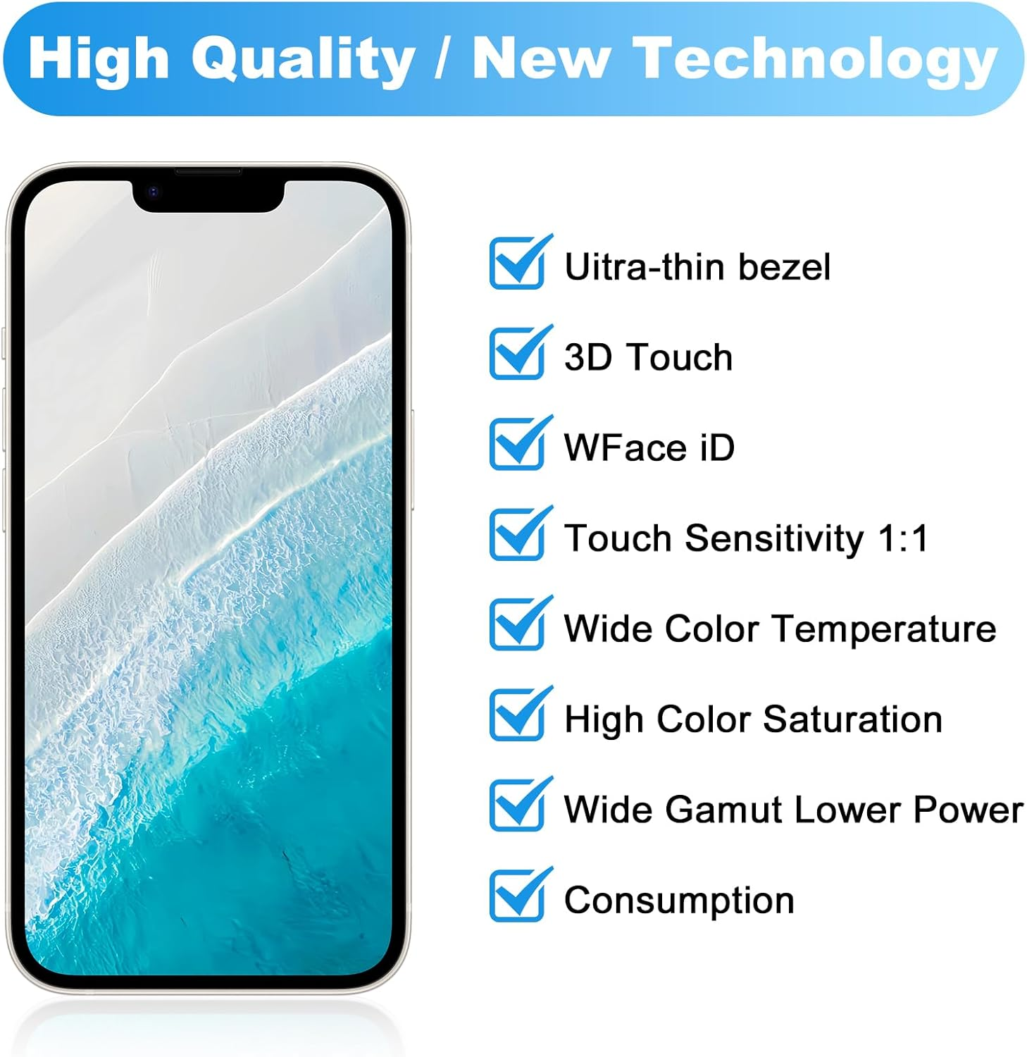 For Iphone 14 Screen Replacement,Wholesale Full HD 6.1 Inch COF LCD Display 3D Touch Digitizer Assembly with Waterproof Adhesive,For (Models A2649，A2881，A2884，A2883，A28820) No Repair Part Tools image number 5