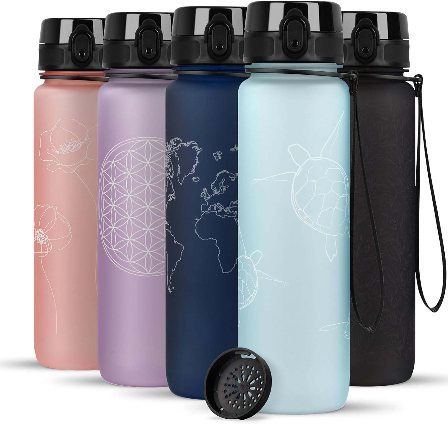 720&deg;DGREE Uberbottle 1L Softtouch Bpa-Free Sports Bottle - Emerald Green, 1000Ml, Tritan, Reusable, Infuser, Round, 8Cm W X 28.1Cm H