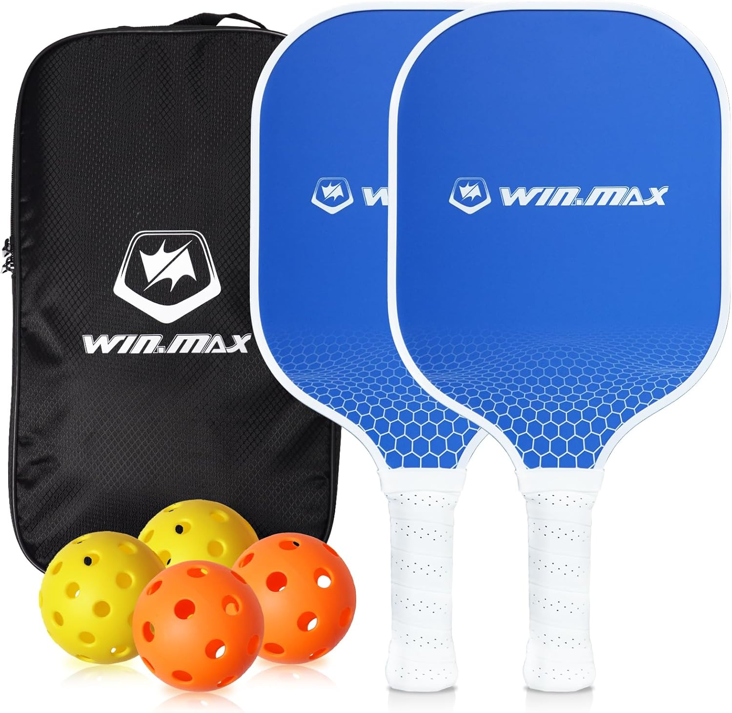 Pickleball Paddles, Fiberglass Surface Pickleball Set with Pickleball Rackets, Pickleball Paddles Set ​For Men Women, 4 Pickleballs and Carry Bag (Blue) image number 6