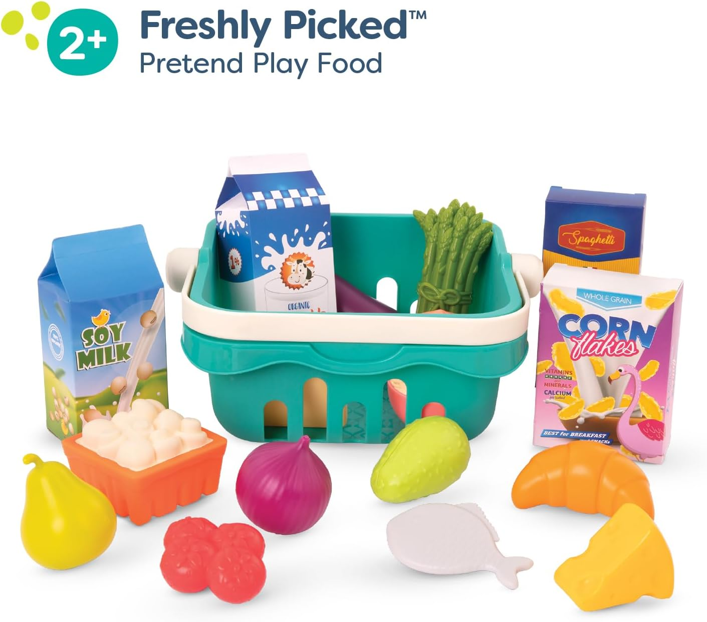 B. Toys &ndash; Play Food & Basket &ndash; 18 Pieces of Toy Food &ndash; Grocery, Cooking, Play Kitchen Toys &ndash; Pretend Play Set for Toddlers, Kids &ndash; 2+ Years &ndash; Freshly Picked image number 5