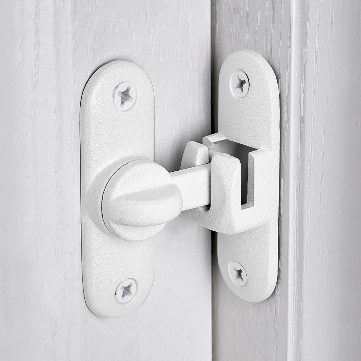 INIRET Matte White Barn Door Latches,90/180 Degree Gate Lock,Zinc Alloy Right Angle Door Lock Latch,Flip Gate Latches Hardware,Door Security Door Latch Lock Fo Cabinets,Bathroom,Barn Door - 2, Matte Black image number 5